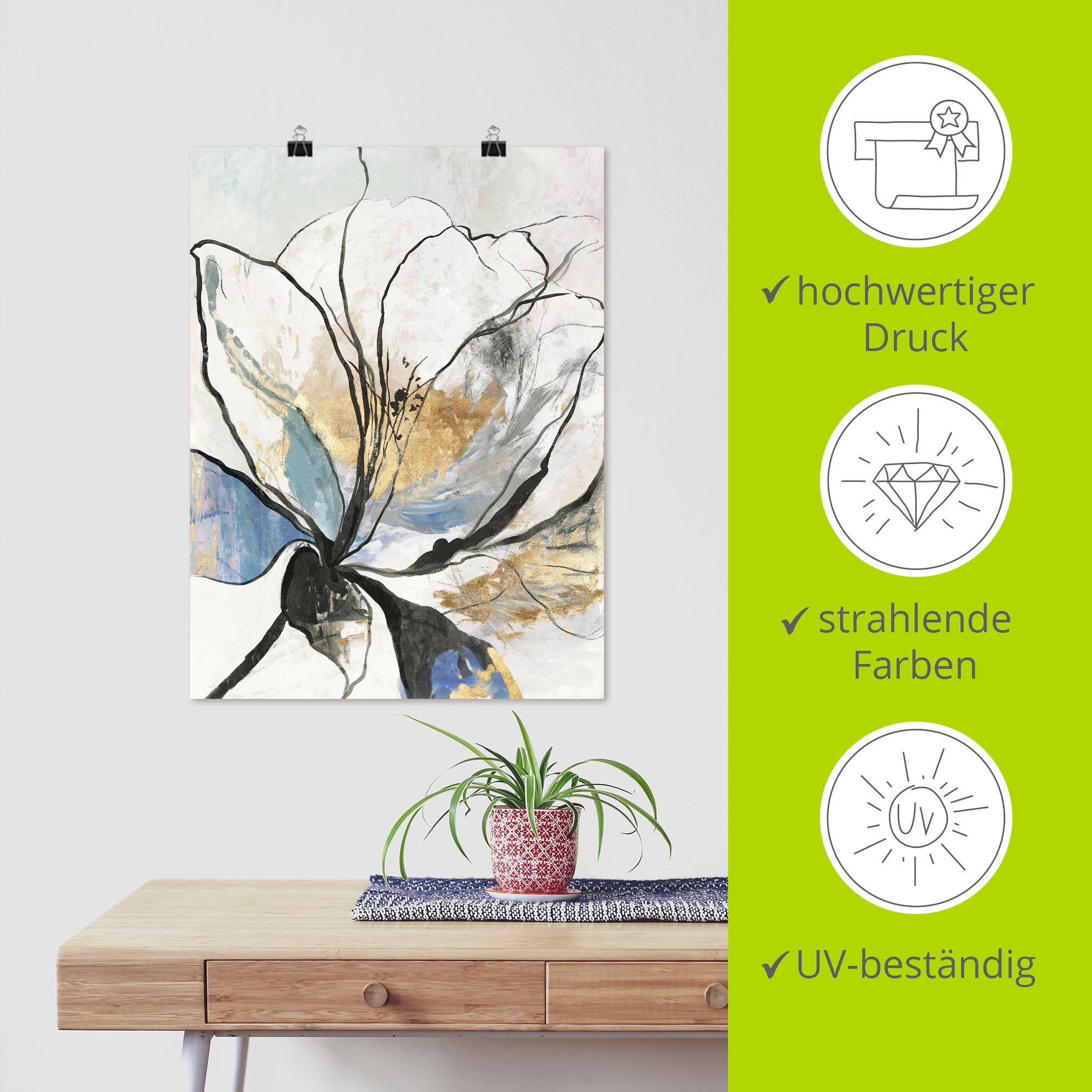 Artland Wandbild »Umrissenes Blumenmuster I«, Blumenbilder, (1 St.), als Alubild, Outdoorbild, Leinwandbild, Poster, Wandaufkleber