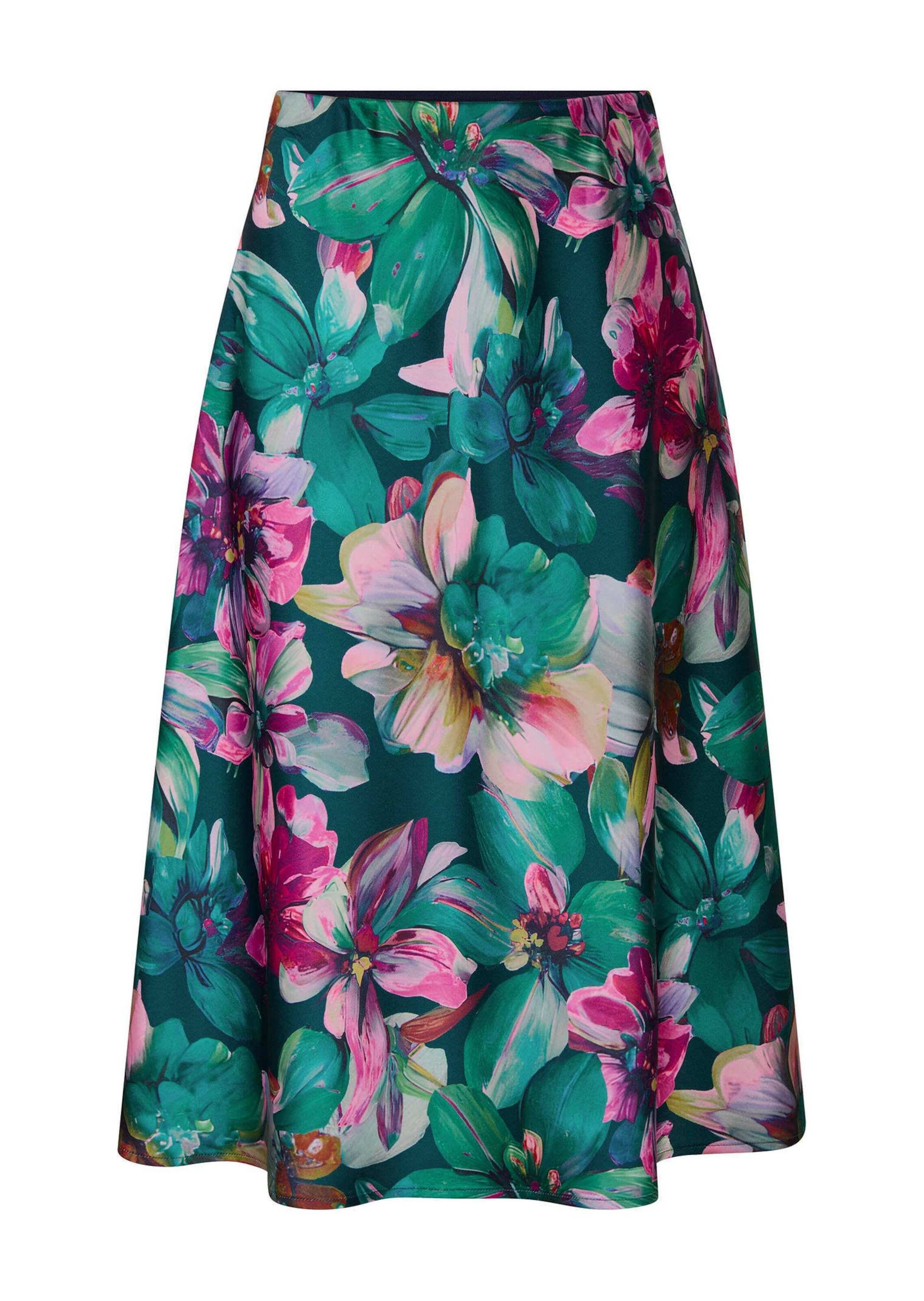 GOLDNER "Eleganter A-Linienrock, floraler Print" Florales Muster
