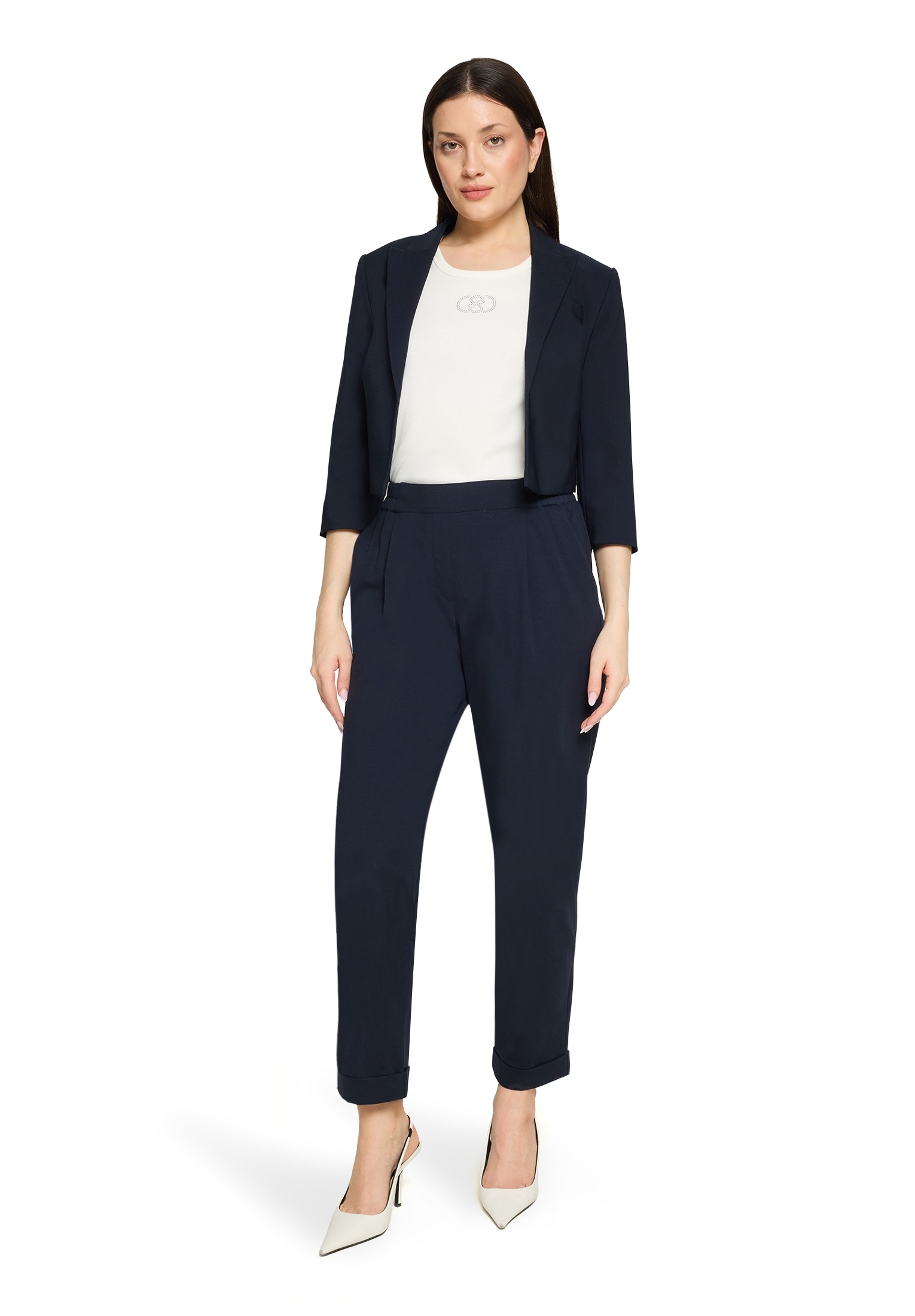 Schlupfhose BETTY BARCLAY "Damen mit Eingrifftaschen", Damen, Gr. 36, Normalgrößen, dunkelblau, Jersey, Obermaterial: 53% Baumwolle, 40% Polyamid, 7% Elasthan, relaxed fit 7/8-Länge, Hosen Schlupfhose 3