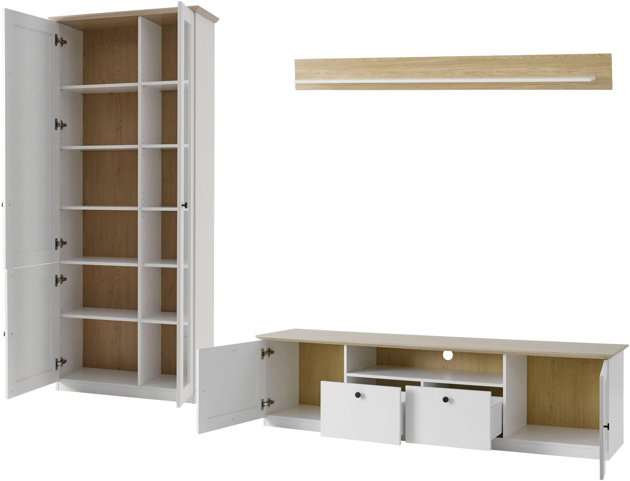 OTTO home Wohnwand »Brest, Anbauwand im Landhausstil, Komplettset, Wohnzimmer-Set« Set, 3 Stk. tlg.