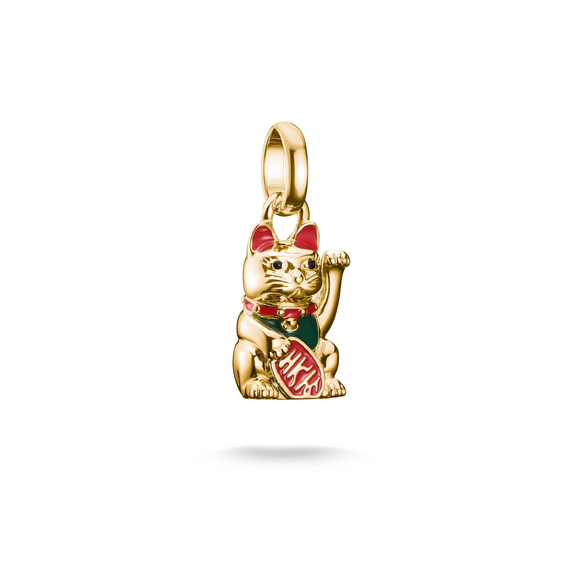 THOMAS SABO Damen Charm-Einhänger "Charm Maneki-neko / Winkekatze vergoldet - Connect", bunt, Silber 925 (recycelt), Charms