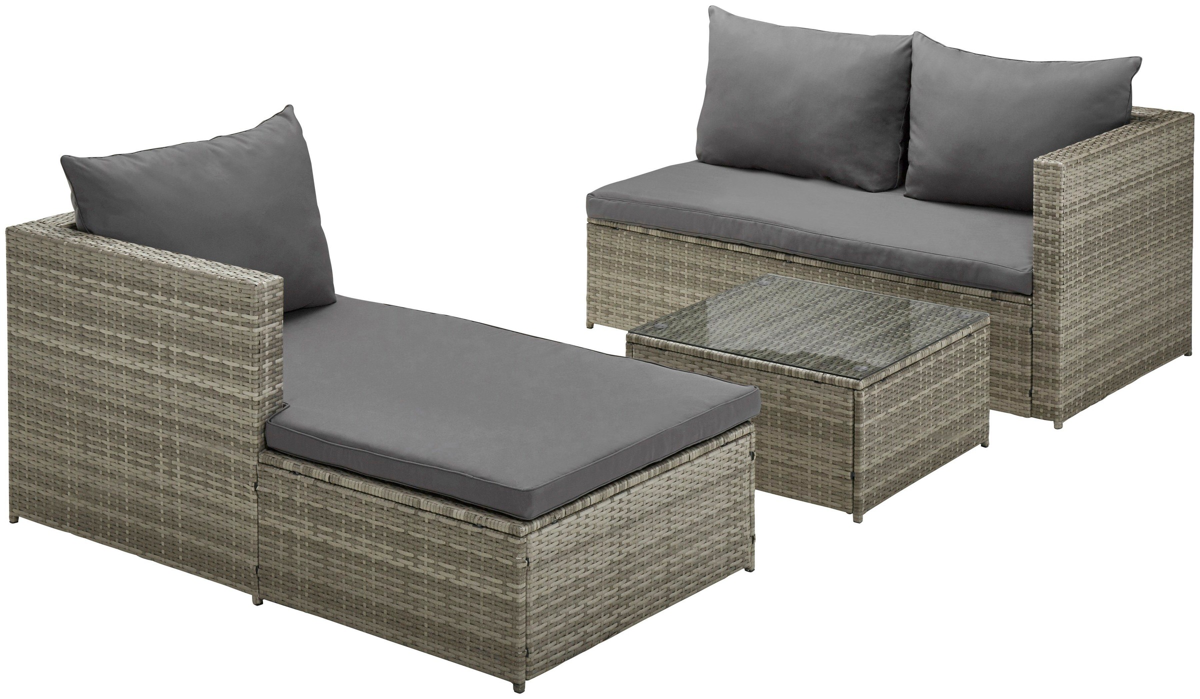 KONIFERA Gartenlounge-Set »Phoenix«, (8 tlg.), Ecklounge, Tisch 61x61 cm, Polyrattan