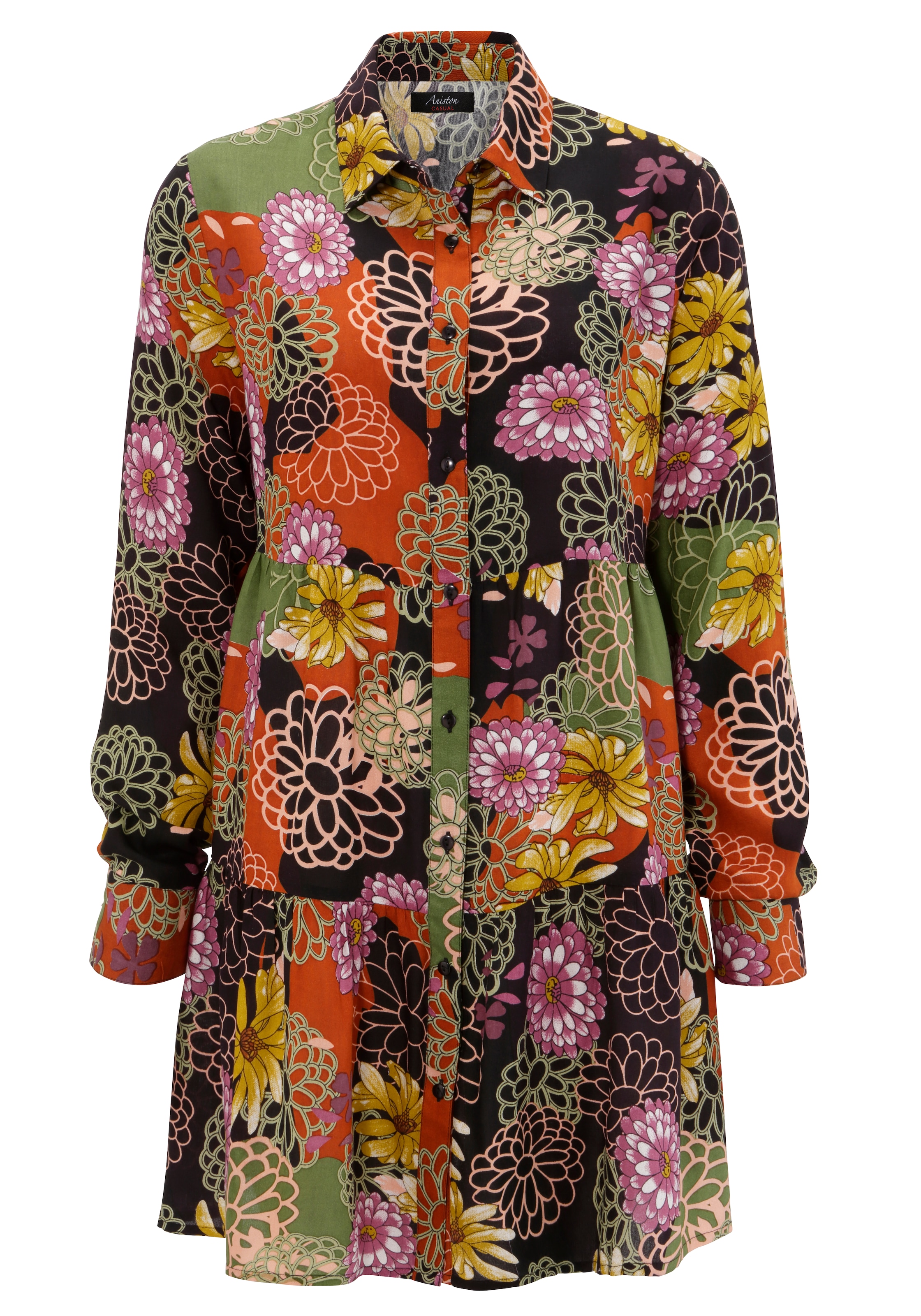 Aniston CASUAL Hemdbluse, | BAUR Blütendruck großflächigem für kaufen mit