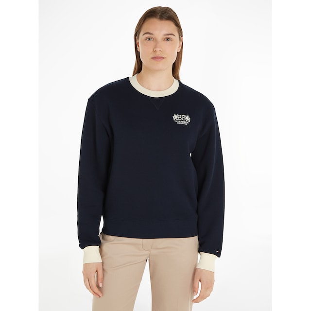 Tommy Hilfiger Sweatshirt »REG C-NK CREST 85 SWEATSHIRT«, mit Logostickerei  für bestellen | BAUR