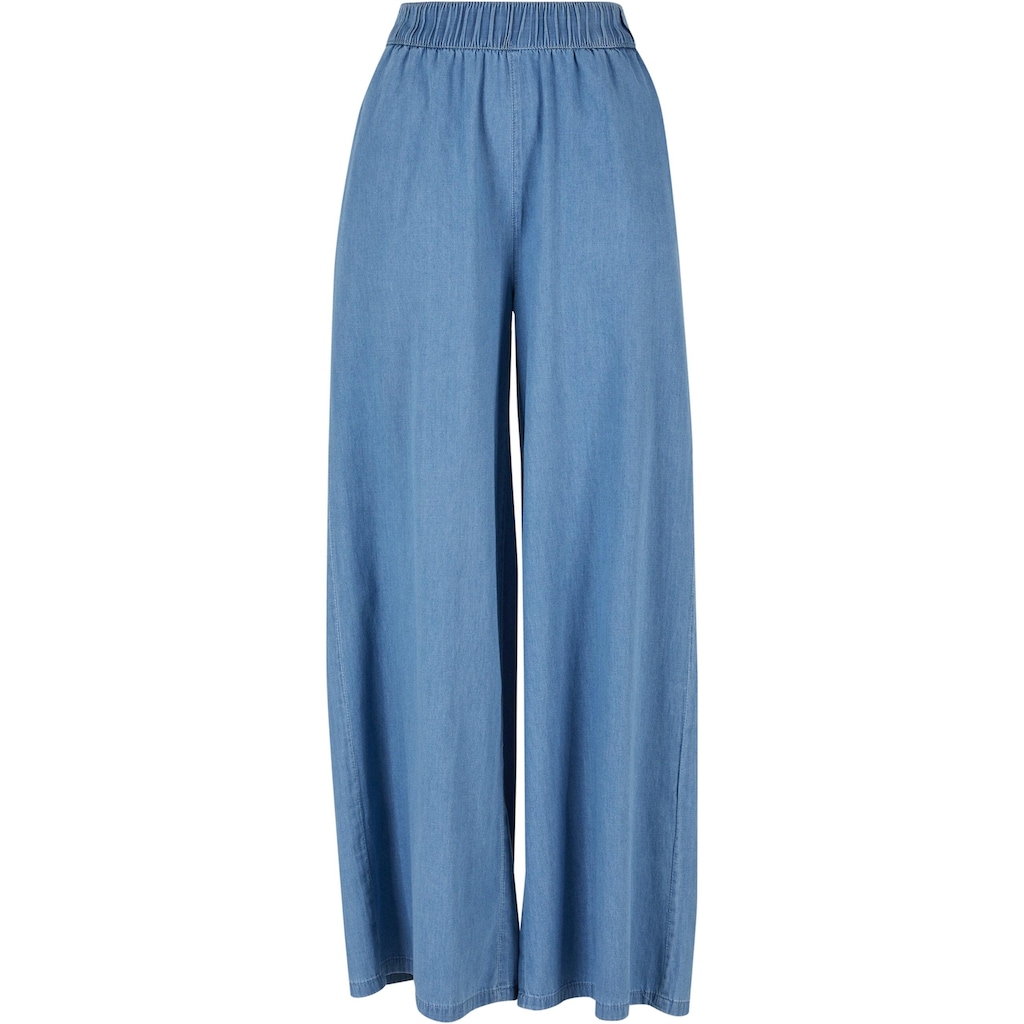 URBAN CLASSICS Stoffhose »Urban Classics Damen Ladies Light Denim Wide Leg Pants«, (1 tlg.)