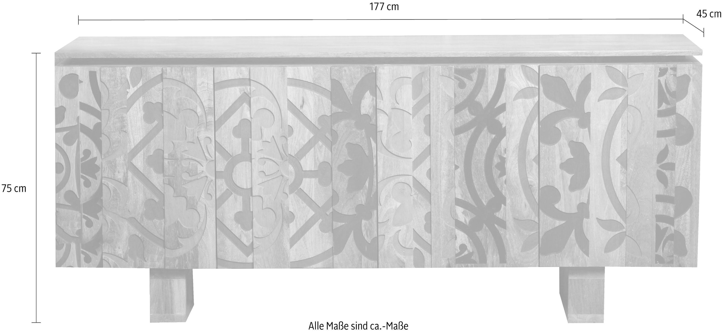 Home affaire Sideboard »Layer«, Kommode mit 4 dekorativen Türen, Breite 177 cm