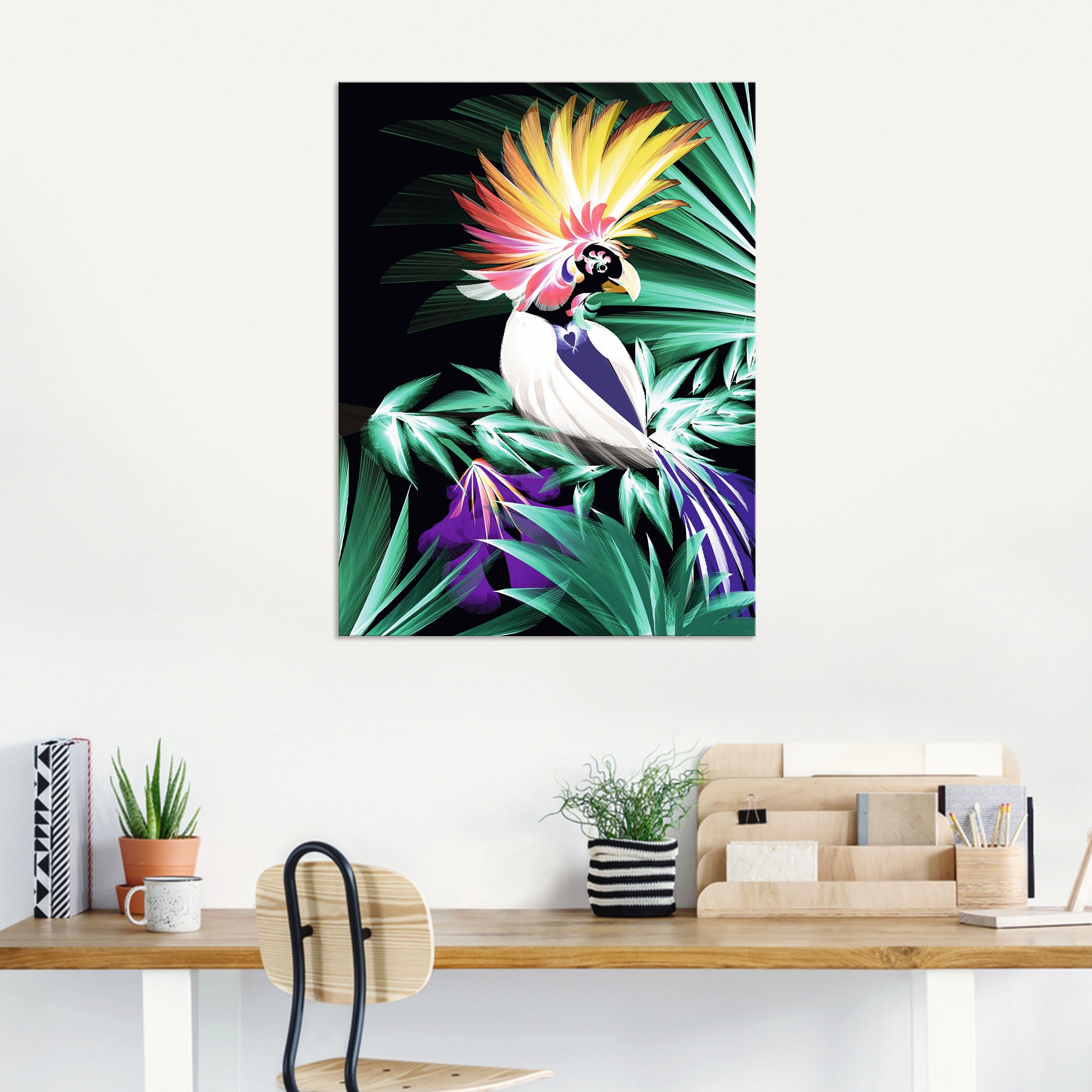 Artland Wandbild »Papageienvogel im Urwald«, Animal Fantasy, (1 St.), als Alubild, Leinwandbild, Wandaufkleber oder Poster in versch. Größen