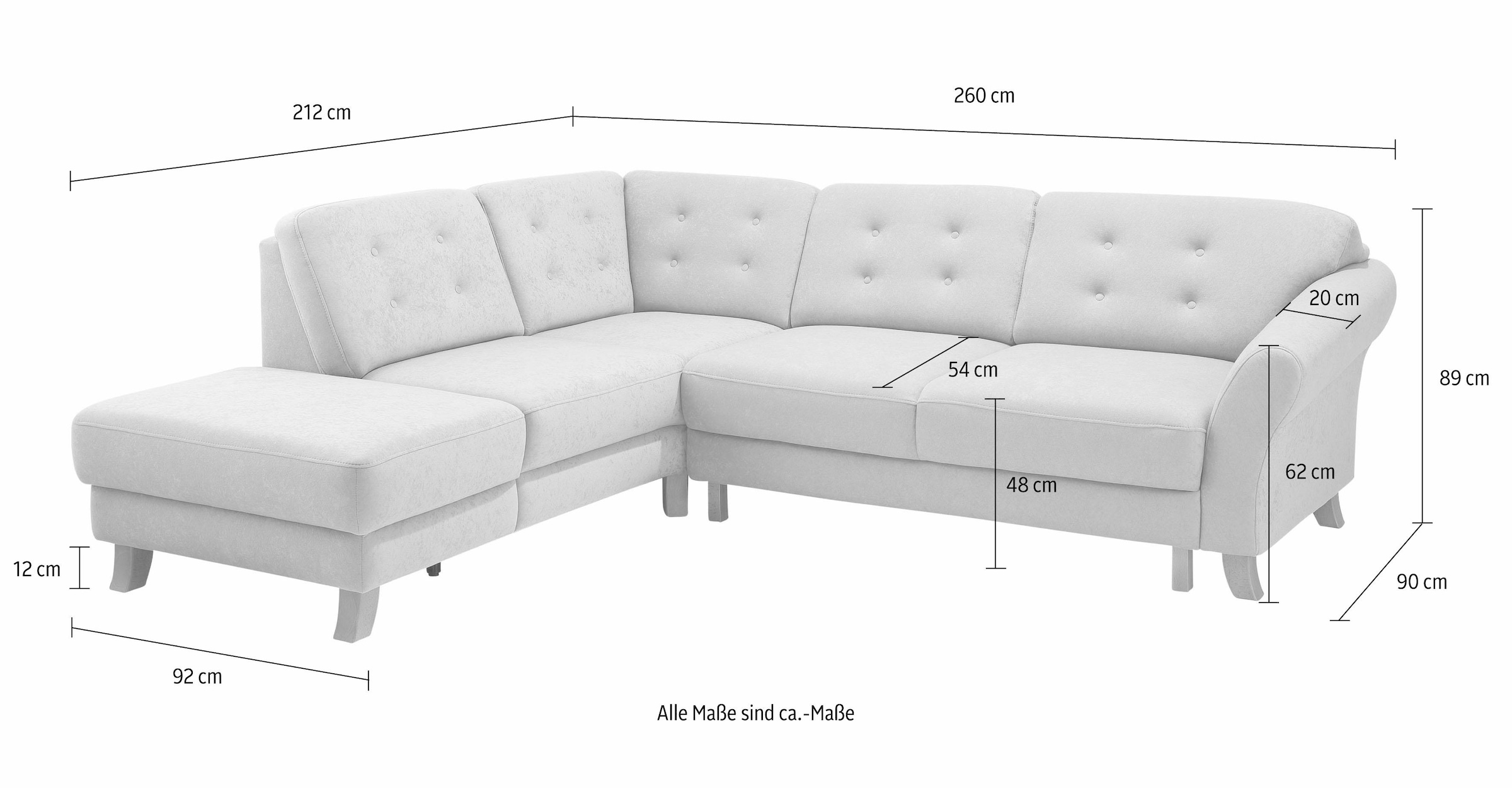 Home affaire Ecksofa »Trondheim L-Form«, mit Federkern