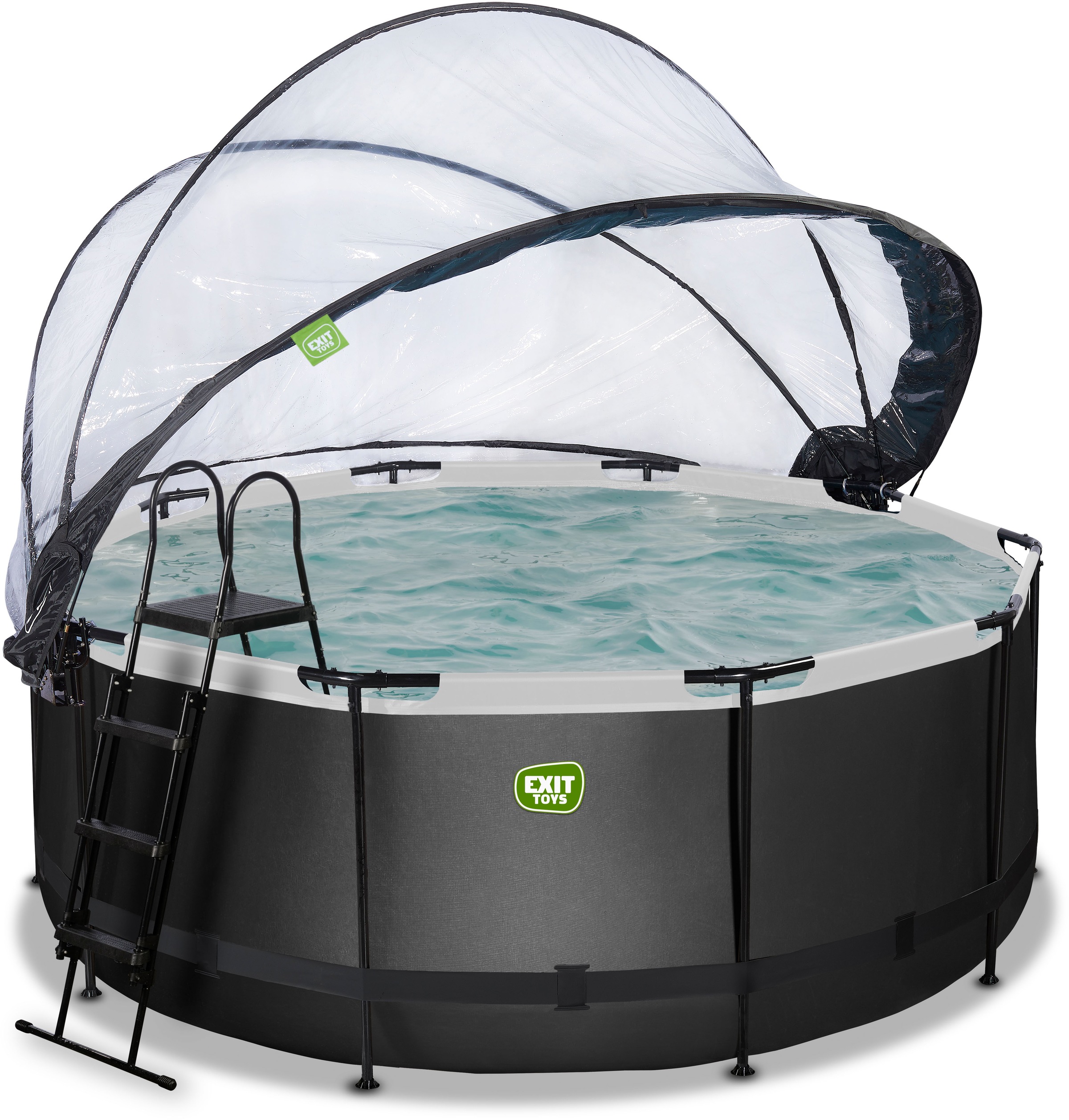 EXIT Framepool »»Black Leather Pool««, (Set), mit Sandfilterpumpe und Abdeckung und Zubehörset - schwarz