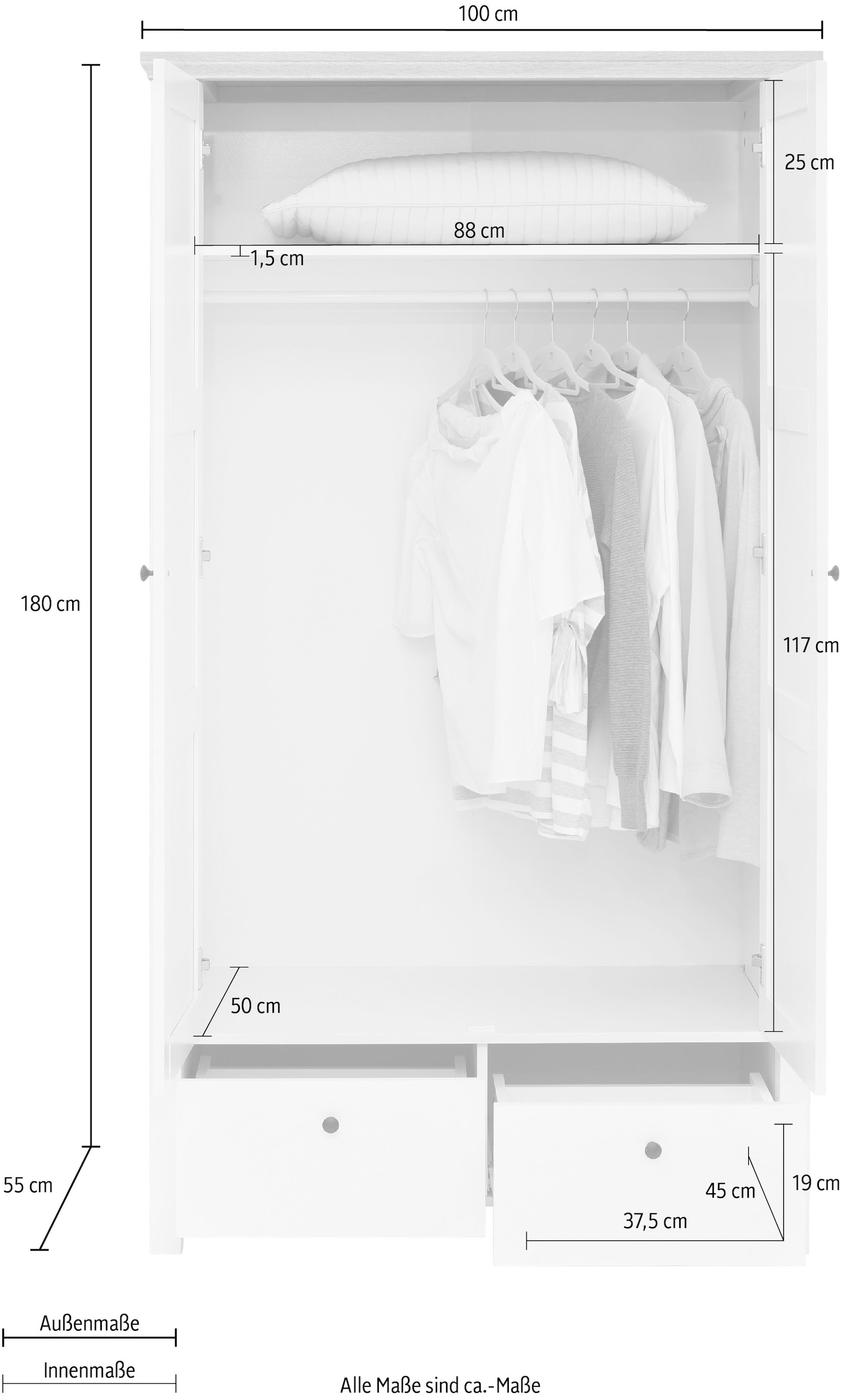Einlegeboden affaire BAUR 2 cm | mit Schubkasten, Kleiderstange, Home und Kleiderschrank Höhe 180 »Margaret«, kaufen