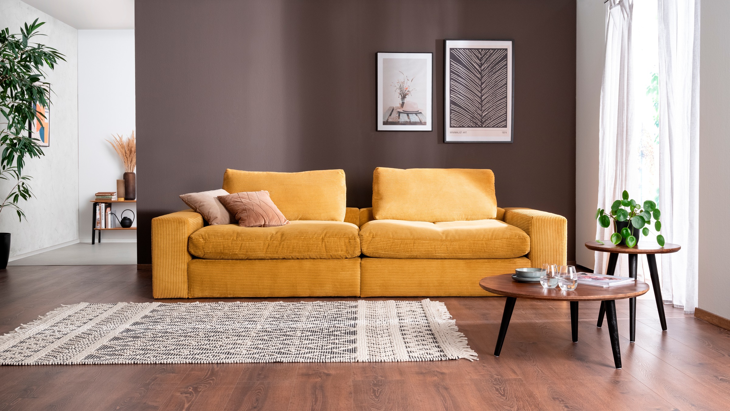 alina Big-Sofa "Sandy", 266 cm breit und 123 cm tief, in modernem Cordstoff günstig online kaufen