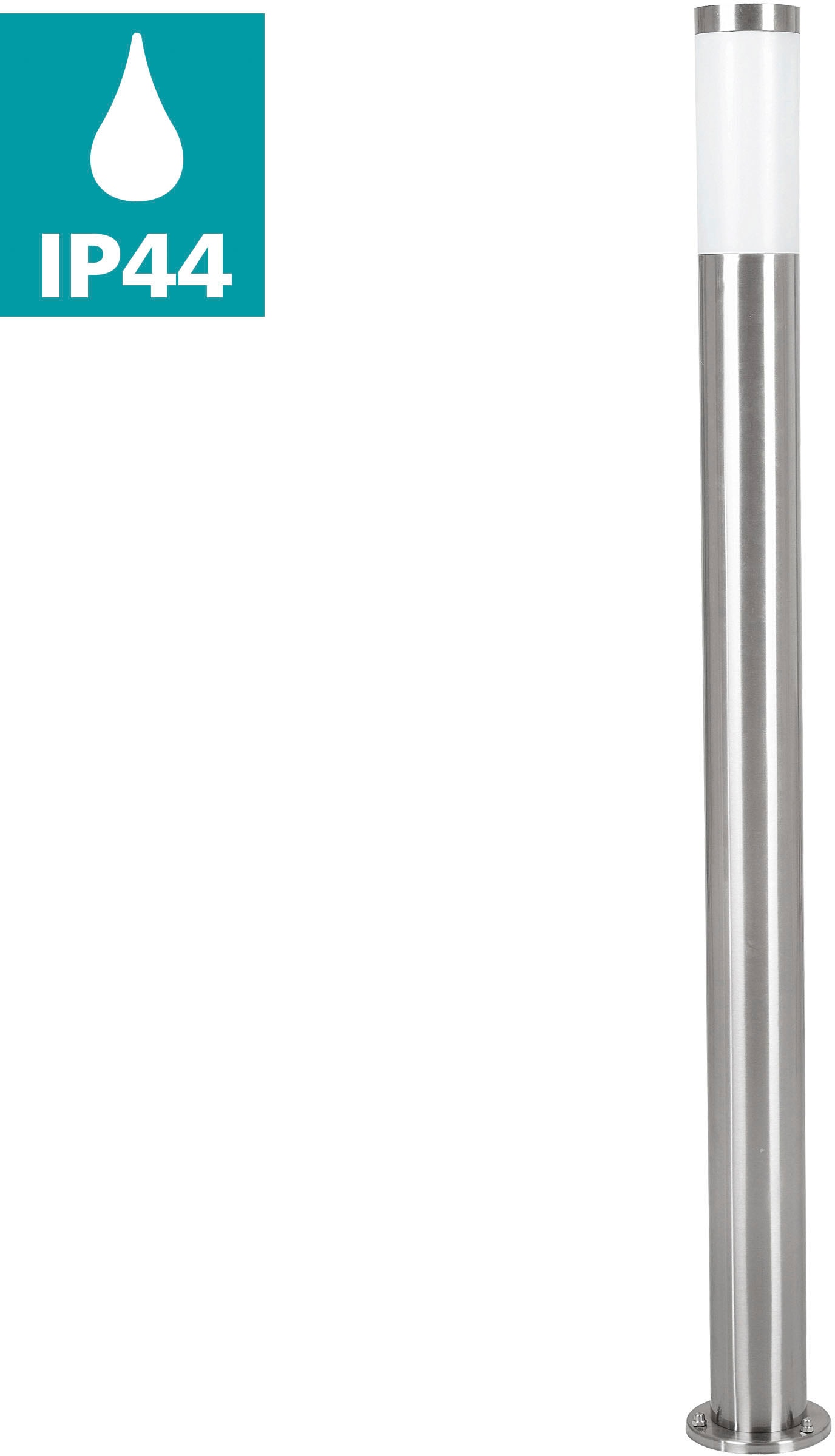 EGLO Stehlampe "HELSINKI Stehlampe, Edelstahl und Kunststoff, IP65, Außenlampe, Lampe" E27 1 Stk. Außenleuchte, Wegeleuchte aus Edelstahl und Kunststoff, E27, IP44