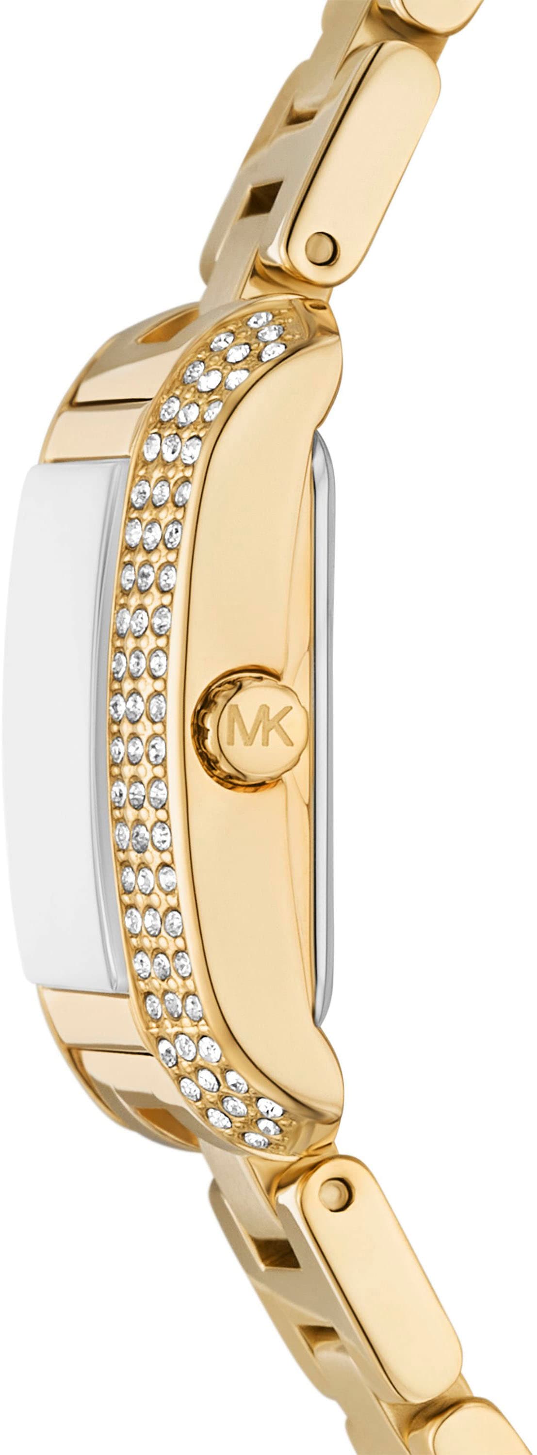 MICHAEL KORS Quarzuhr »PETITE EMERY«, Armbanduhr, Damenuhr, Edelstahlarmband, analog, Glassteine