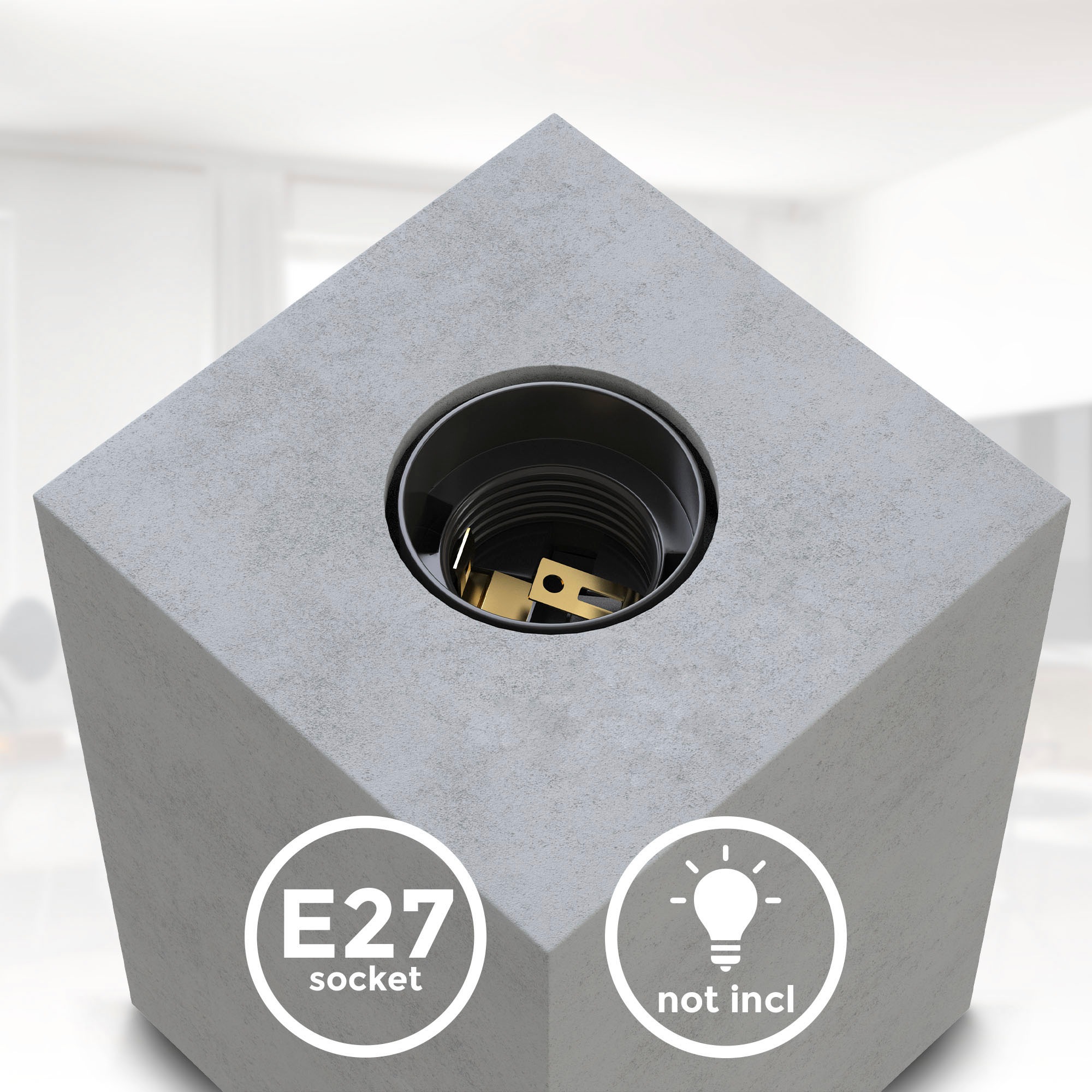 B.K.Licht Tischleuchte »BK_TL1479 Beton-Tischlampe, Eckig, Grau, E27-Fassung«, 1 flammig, Leuchtmittel E27 | ohne Leuchtmittel, mit Kabelschalter, ohne Leuchtmittel (max. 40W), 9x9x13 cm