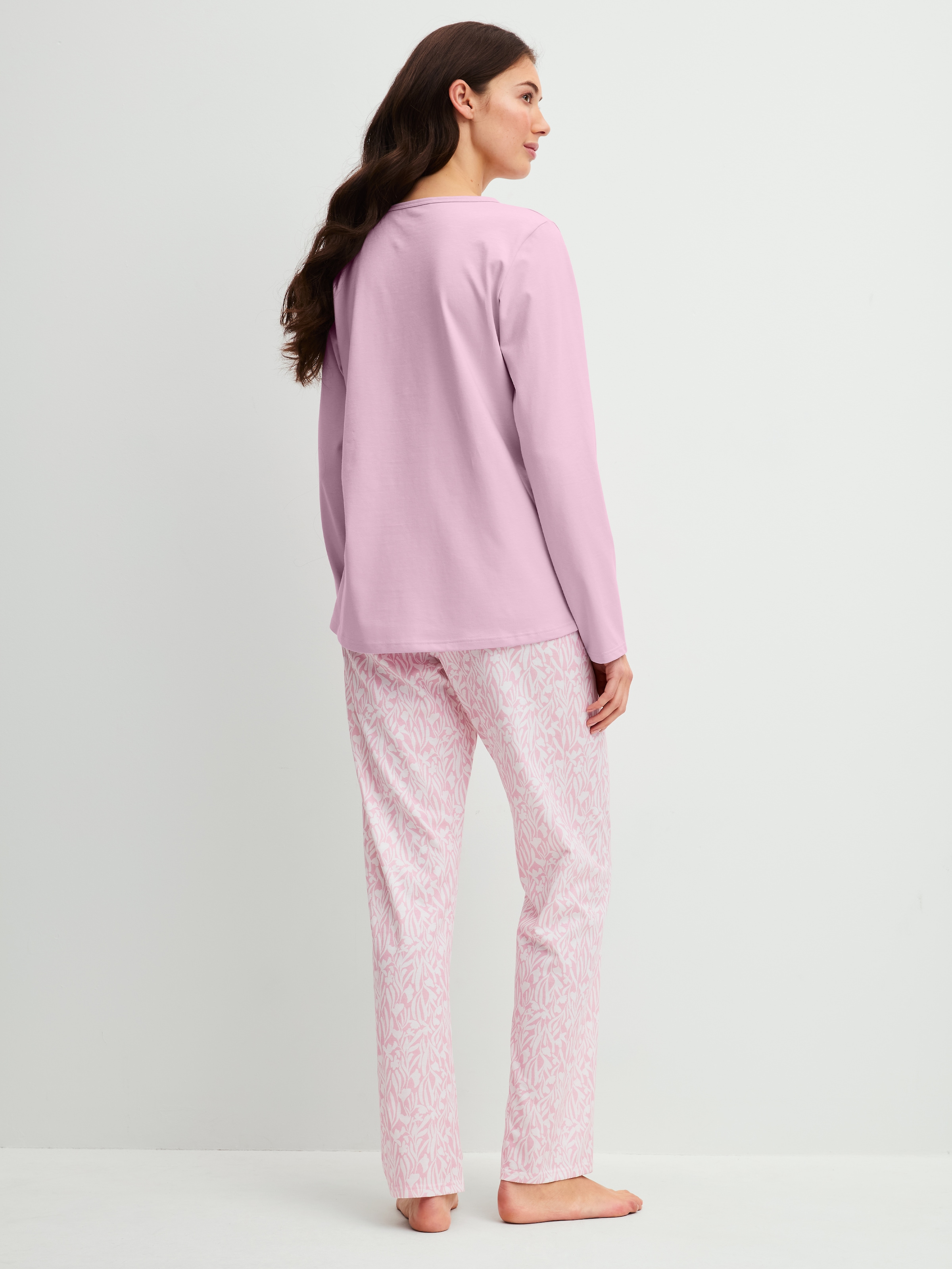 CALIDA Schlafanzug »Blooming Nights« 2 Streifen-Design, Single Jersey Qualität, Rundhals, Langarm, weich