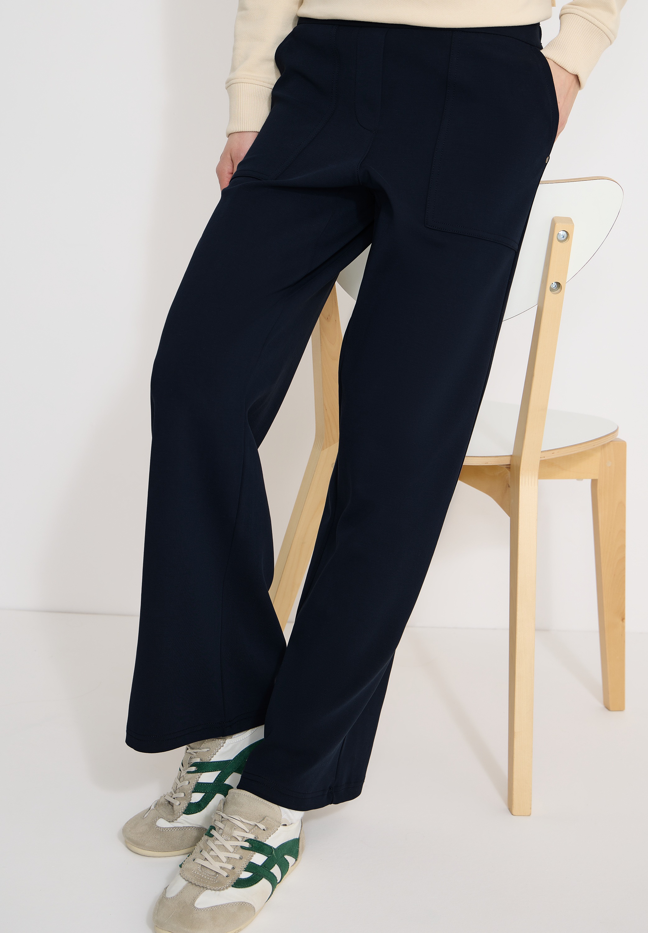Stoffhose CECIL "Style Neele", Damen, Gr. L (42), Länge 28, universal blau, Web, Obermaterial: 66% Modal, 34% Polyester, unifarben, regular fit lang, Hosen Stoffhose, mit elastischem Bund 6