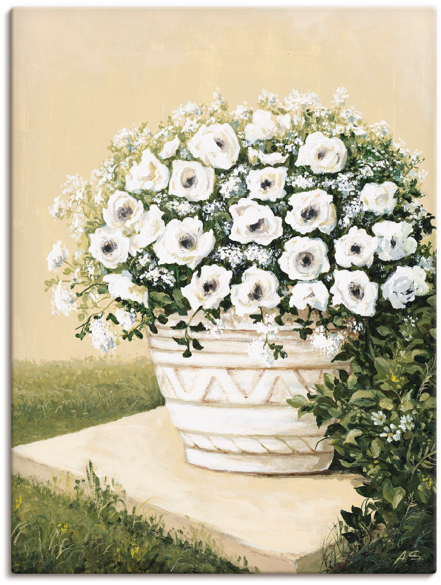 Artland Leinwandbild "Blumentopf II" Blumen 1 Stk. tlg. auf Holzrahmen gespannt