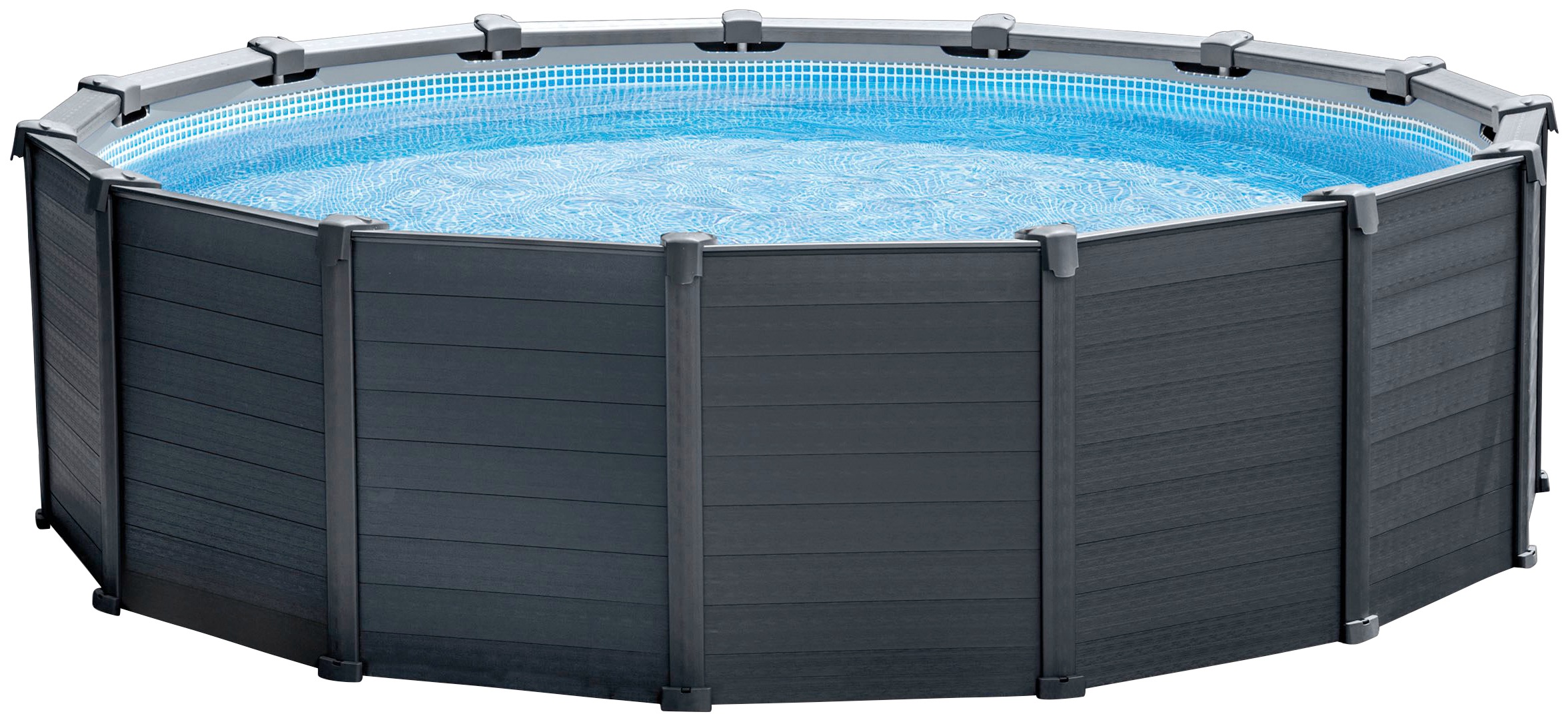 Thumbnail - Intex Framepool "Graphite Gray Panel" ØxH: 478x124 cm, inkl. Sandfilter, Leiter Abdeck- und Bodenplane