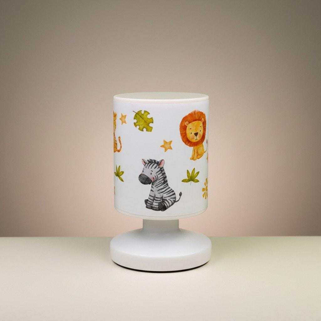 niermann LED Nachttischlampe »Kinderlampe mit Motiv "Little Safari", Akku-Leuchte für Kinderzimmer« LED-Modul 1 Stk. Warmweiß kabellos nutzbar, per USB aufladbar