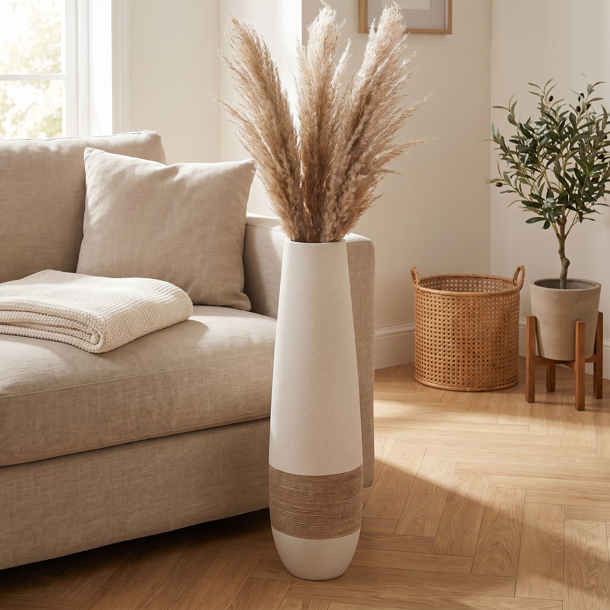 GILDE Bodenvase »Vase Olbia creme H. 66 cm«