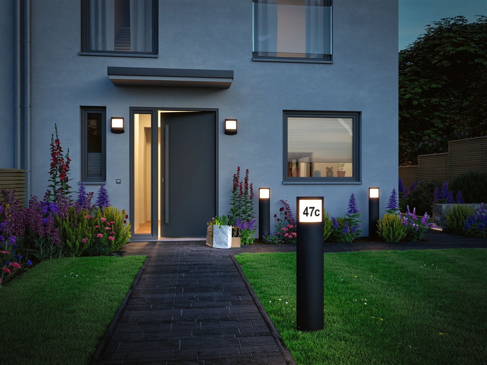 Paulmann LED Außen-Wandleuchte »Padea IP44 198x71mm 8,2W 550lm 230V Anthrazit Kunststoff«, 1 flammig-flammig, Smart Home Zigbee 3.0 Dämmerungssensor insektenfreundlich