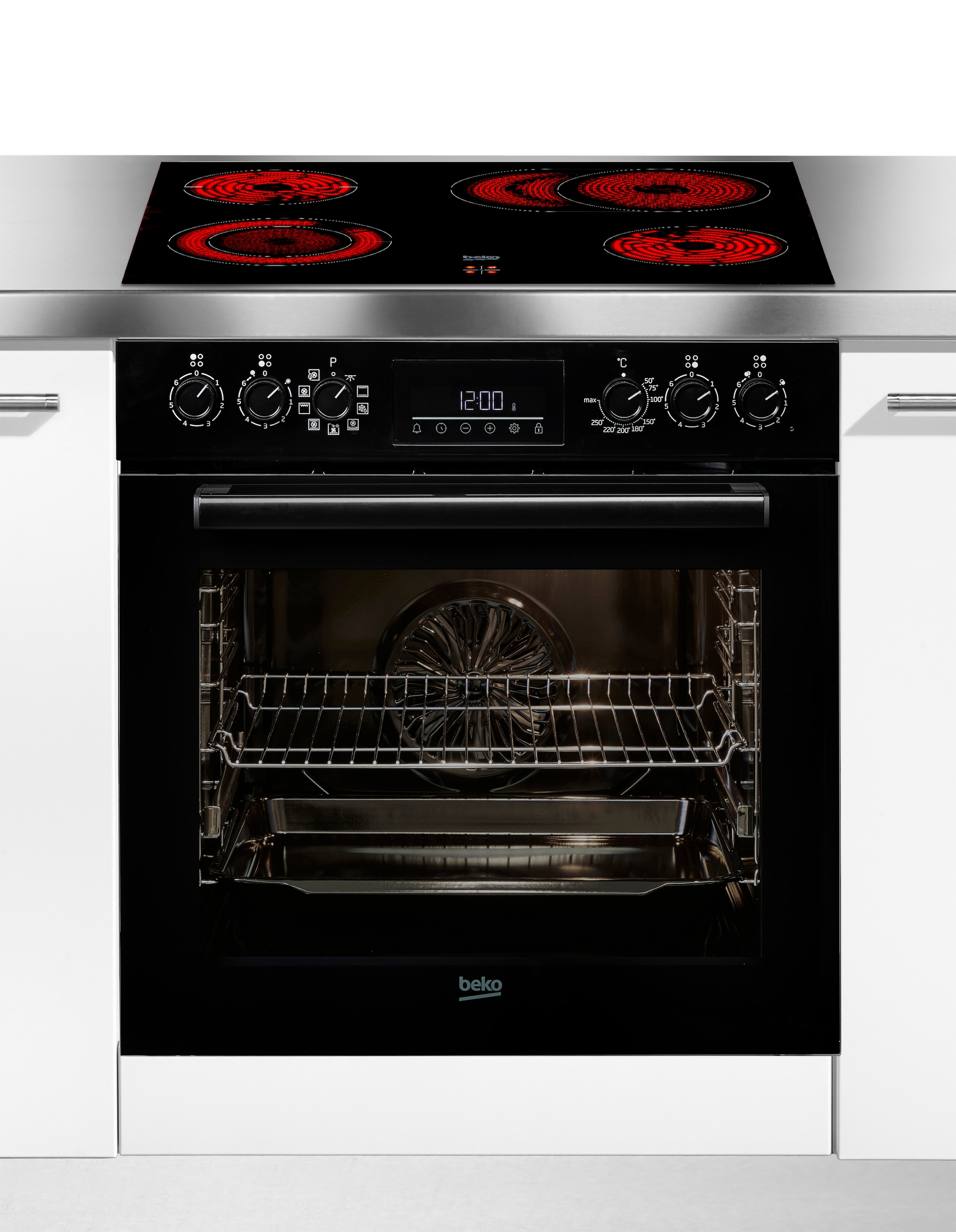 BEKO Elektro-Herd-Set "BBUM1132B" mit 1-fach-Teleskopauszug Hydrolyse Gleichmäßige Heißluft für perfekte Ergebnisse dank Aeroperfect