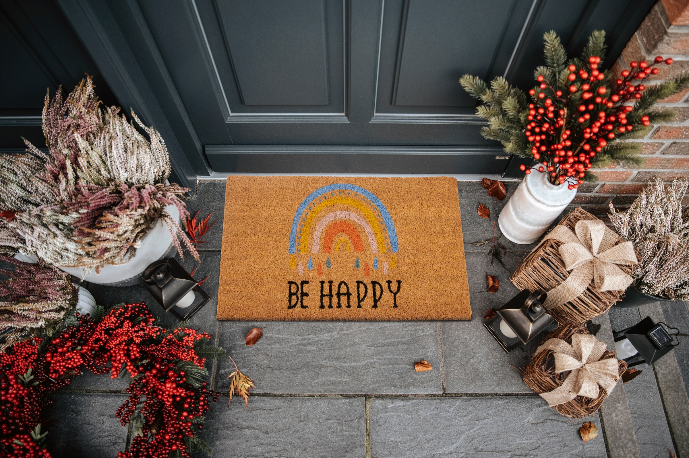 HANSE Home Fußmatte "Kokos Be Happy, Türmatte" rechteckig 15 mm Höhe Schmut günstig online kaufen