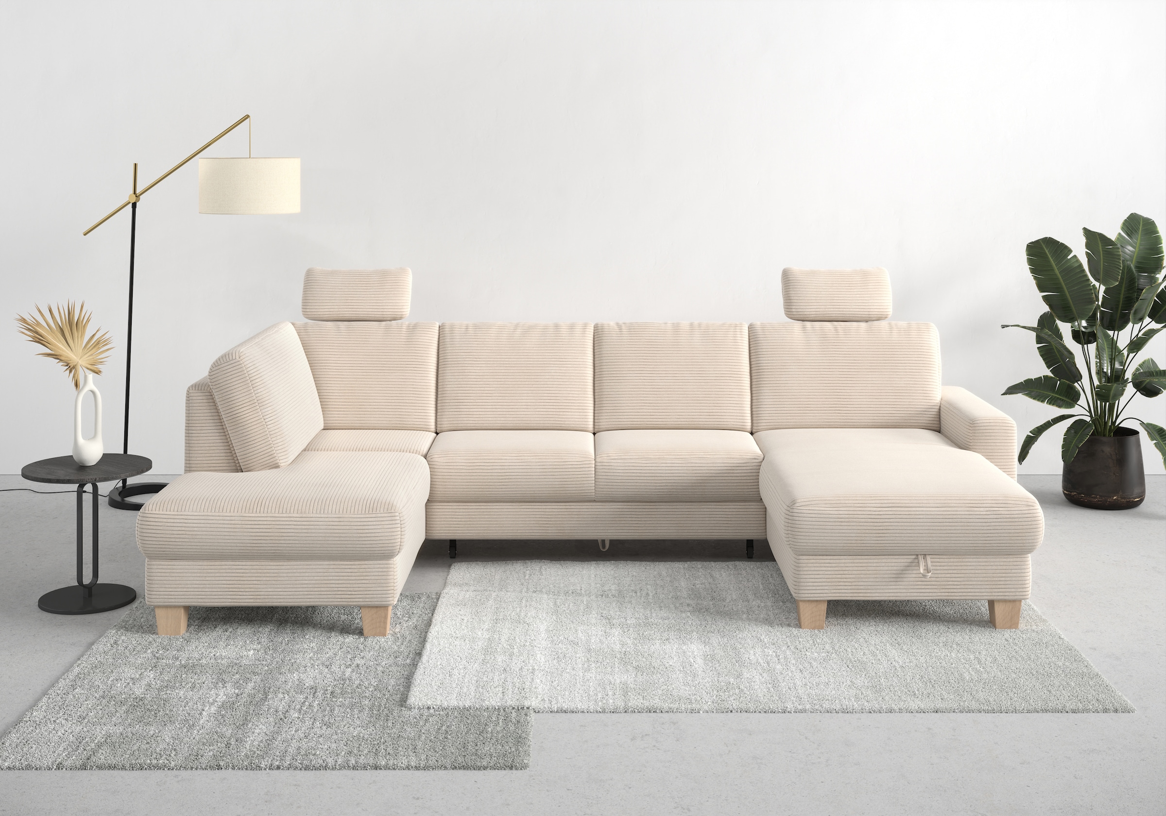 OTTO home Wohnlandschaft "Summer U-Form" mit oder ohne Schlaffunktion und Bettkasten, Cord-Bezug
