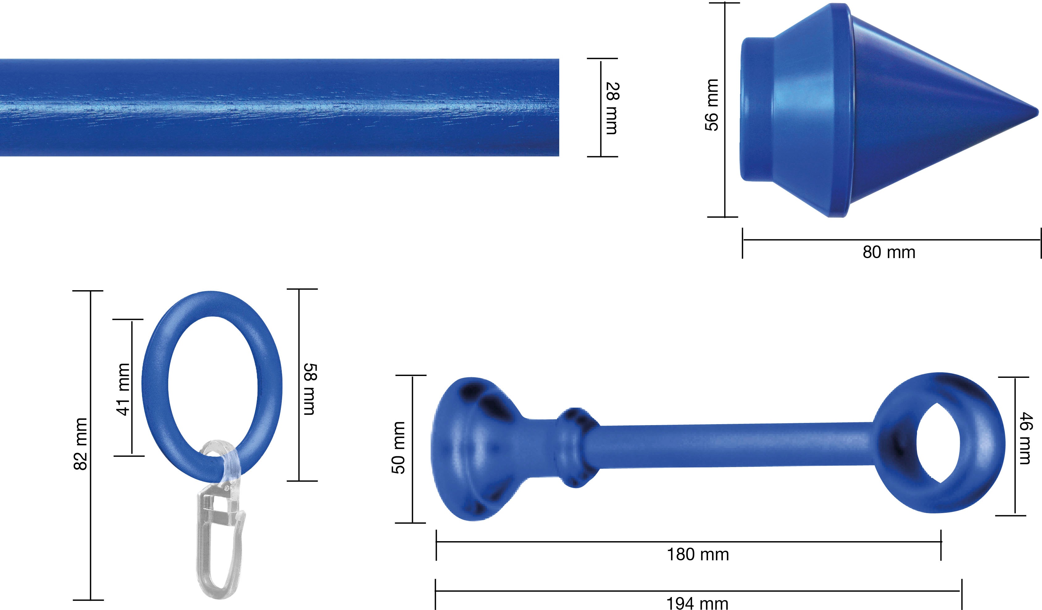 Thumbnail - GARESA Gardinenstange "SEMARA" Ø 28 mm 1 läufig-läufig Wunschmaßlänge Vorhanggarnitur, Kunststoff, verlängerbar, mit Rin...