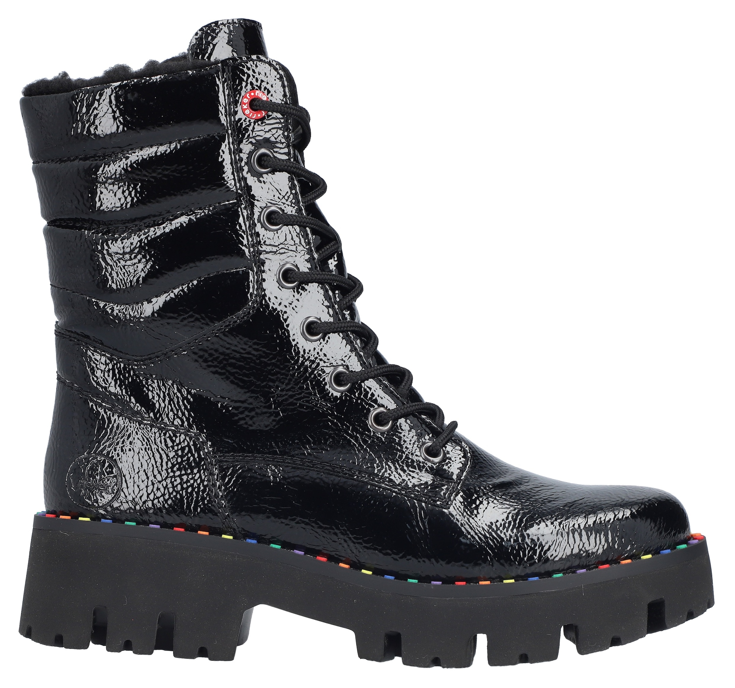 Rieker Winterstiefelette, Plateauboots, Winterboots, Lackstiefelette mit Innen-Reißverschluss