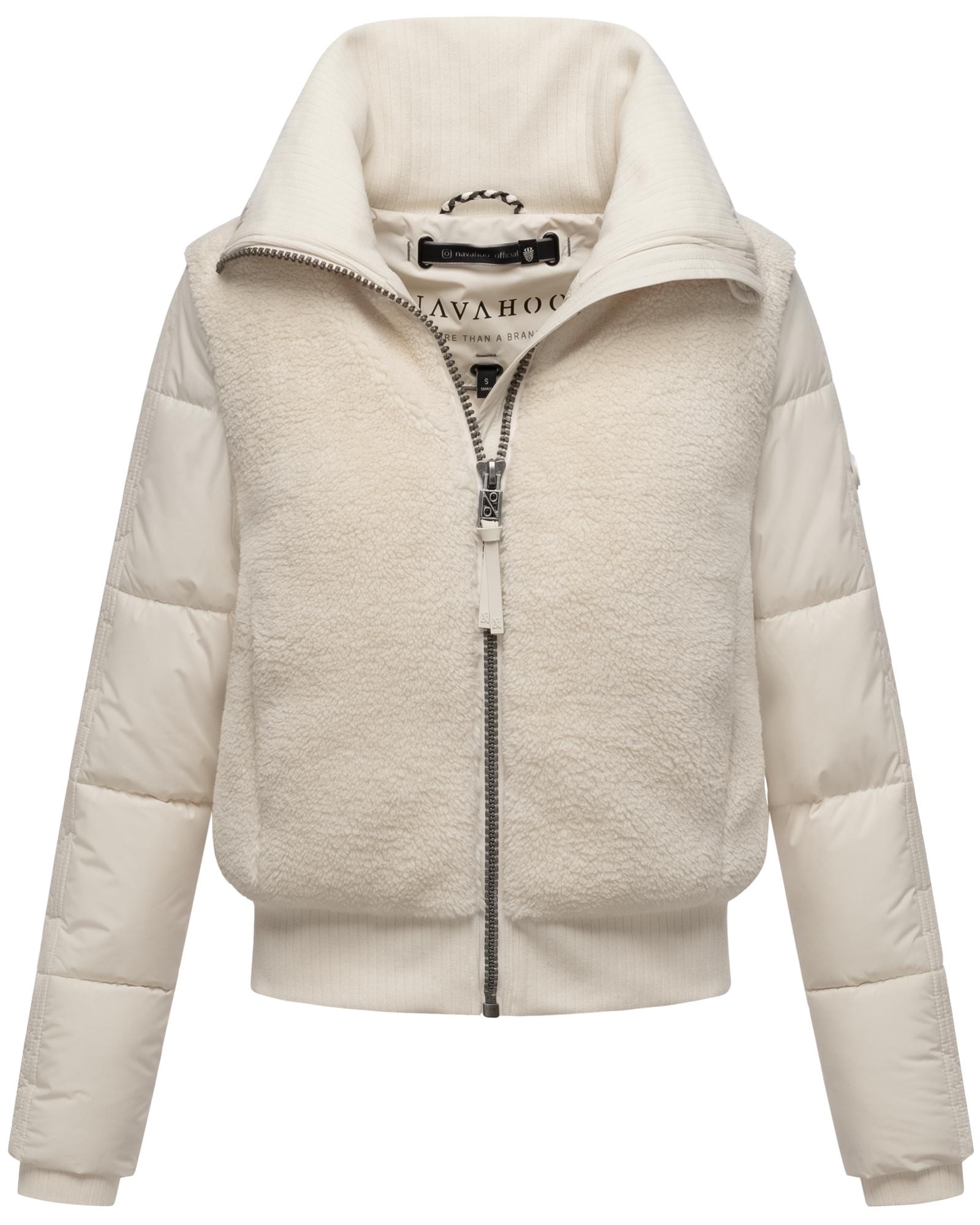 Navahoo Plüschjacke »Teddyzone 14«, ohne Kapuze, Teddy-Fleece Jacke mit hohem Kragen