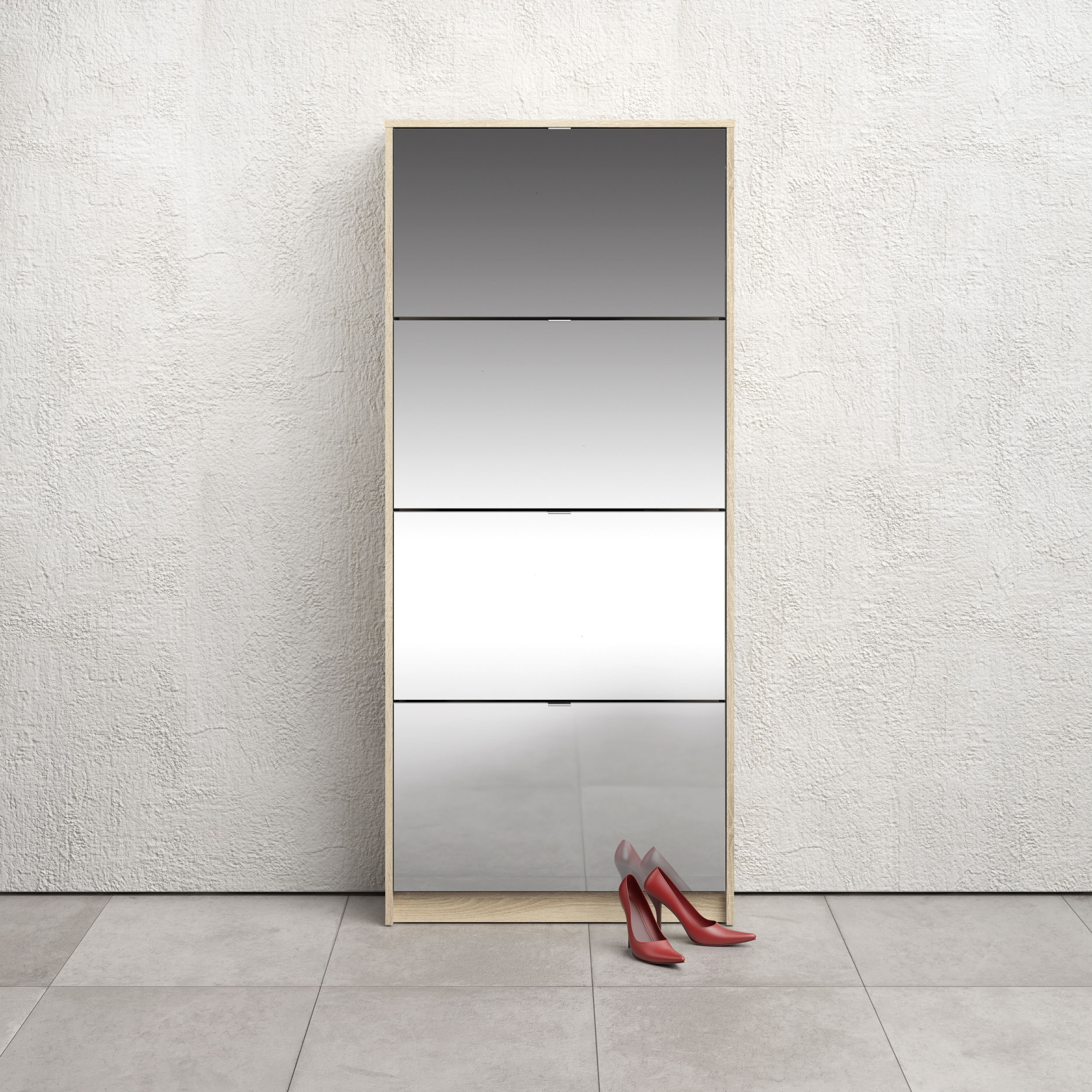 Home affaire Schuhschrank "Shoes, Praktisch, minimalistisch, verspiegelte Klappenfronten" 4 Fächer, Schuhaufbewahrung, Folienbeschichtet, Höhe 162 cm