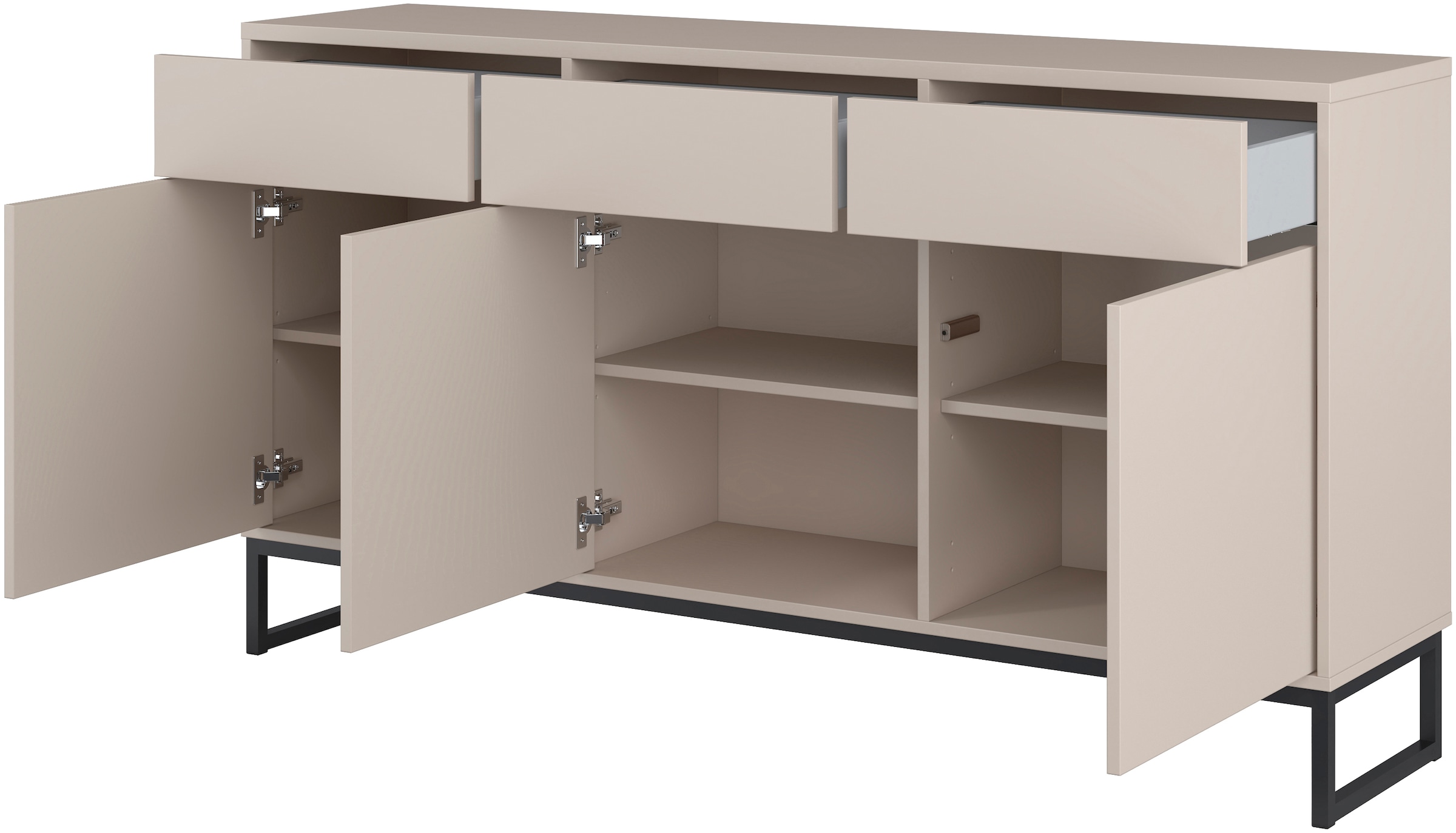 Home affaire Sideboard »Alto, Breite 157 cm, grifflose Kommode 3 Türen/3 Schubkästen.« Schubladenschrank mit viel Stauraum, Einlegeböden verstellbar