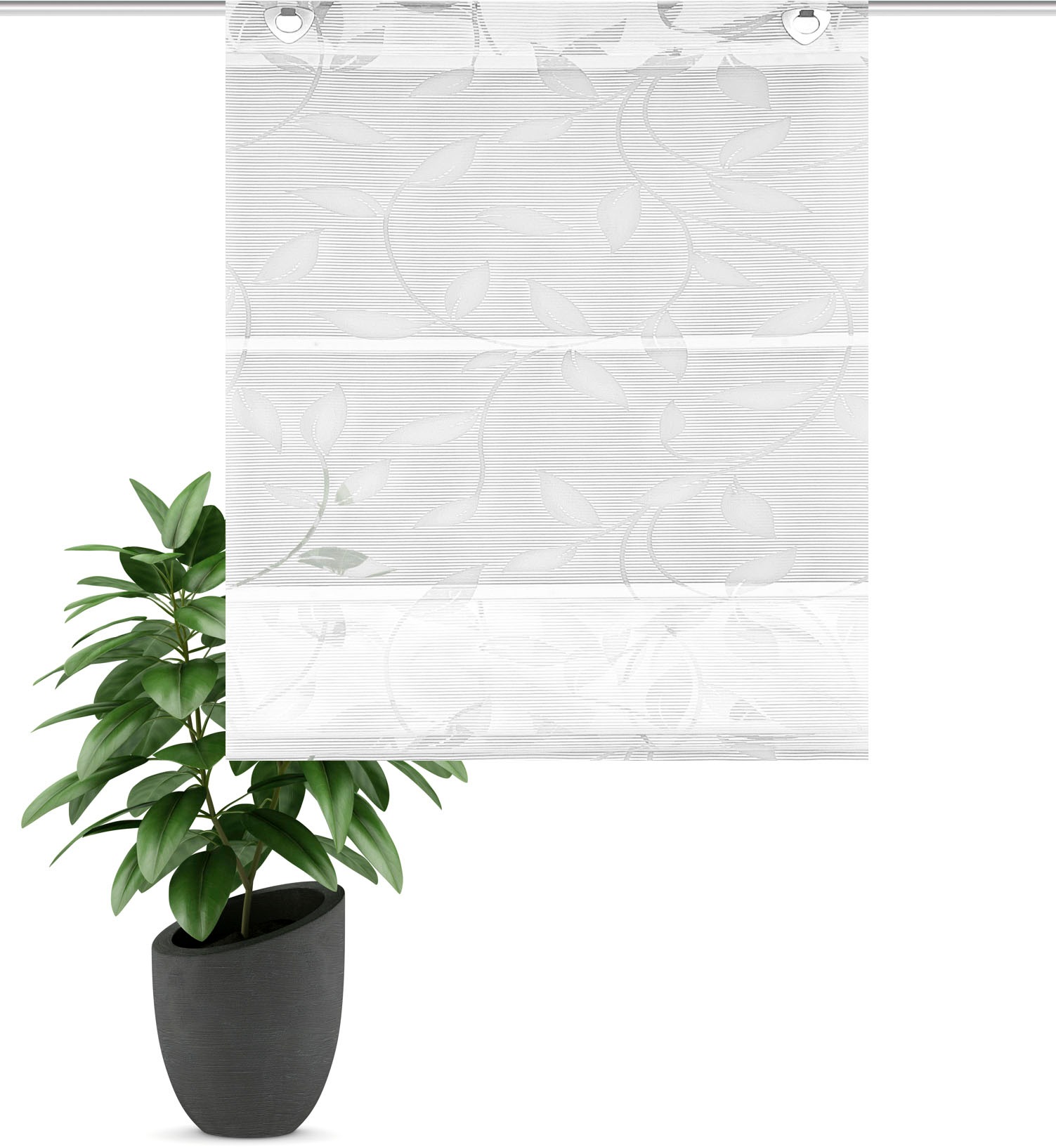 Thumbnail - HOME WOHNIDEEN Raffrollo "RANA" mit Ösen ohne Bohren freihängend Magnetrollo RANA mit Ausbrenner-Motiv