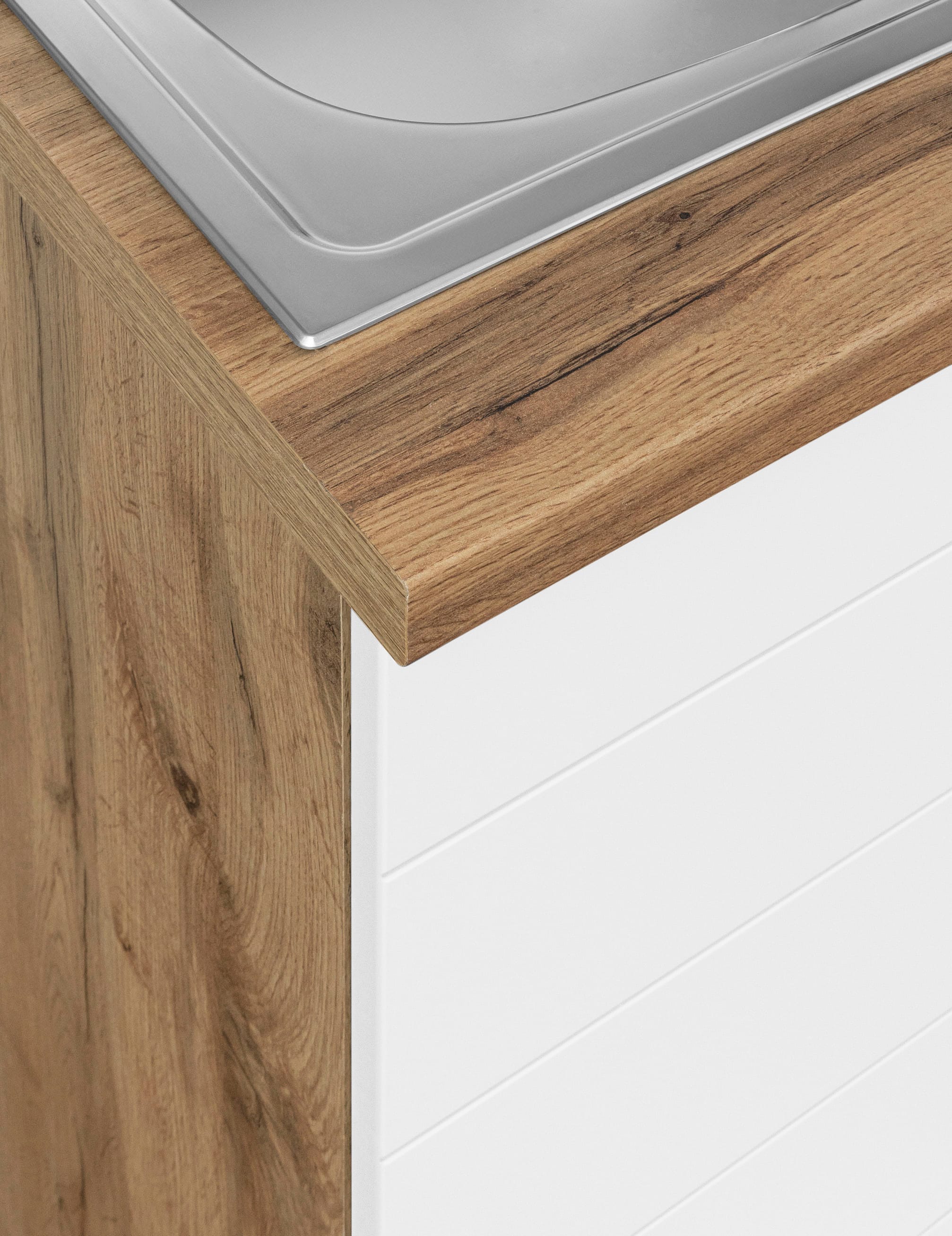 KOCHSTATION Küchenzeile »KS-Luhe« 330 cm breit, wahlweise mit oder ohne E-Geräten, gefräste MDF-Fronten