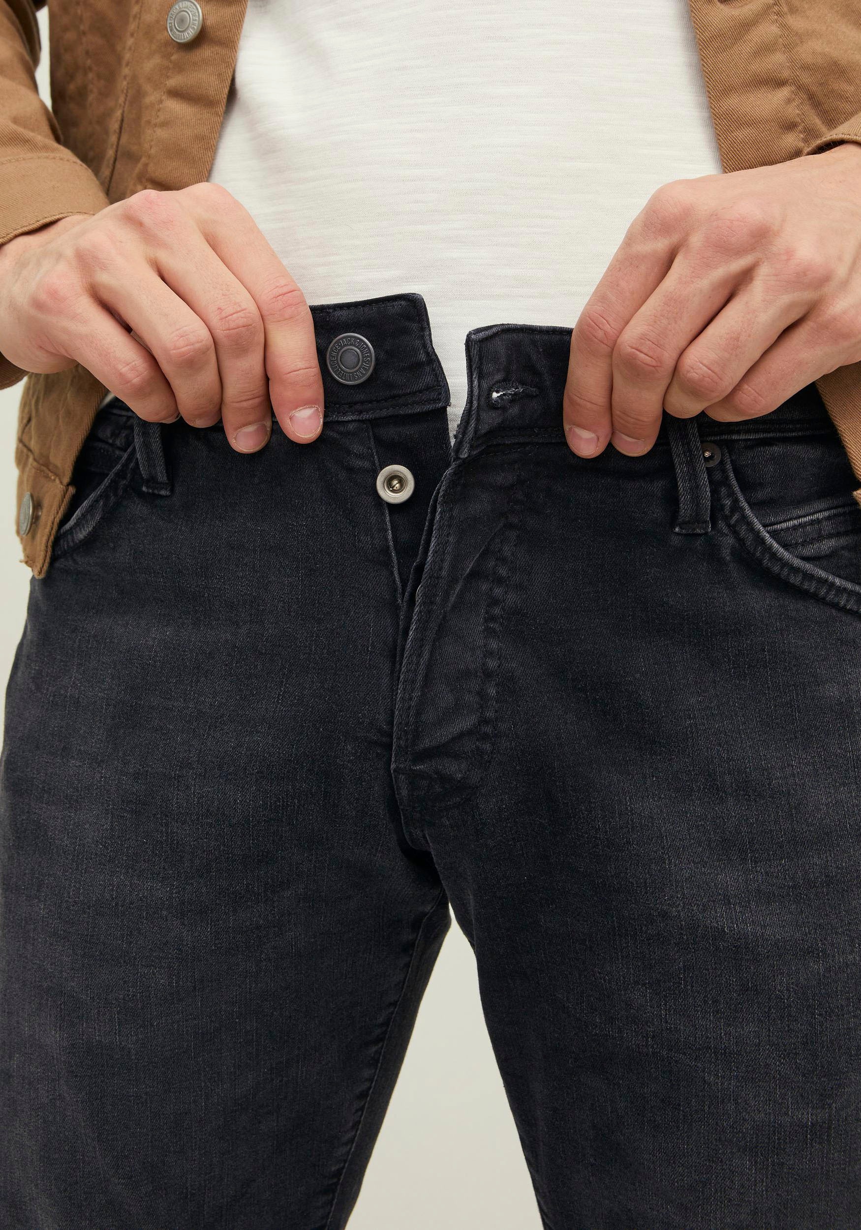 Jack & Jones Slim-fit-Jeans "JJIGLENN – Jeans mit Gürtelschlaufen und Used- günstig online kaufen