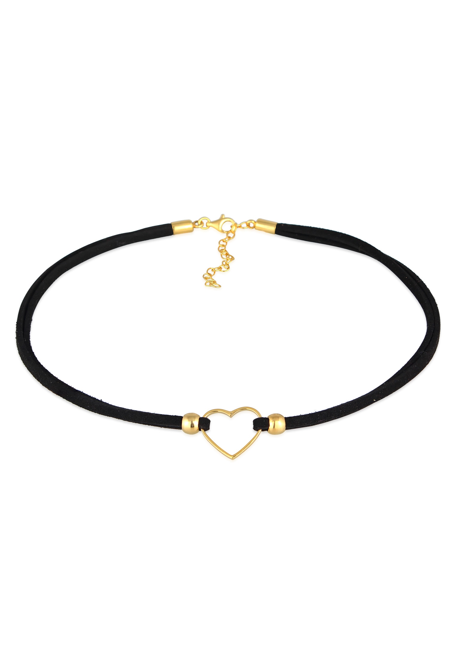 ELLI Damen Choker "Halskette Choker Herz Halsband Schwarz 925 Silber", ohne Stein, Silber 925 (Sterlingsilber), gold, Silber 925 (Sterlingsilber),