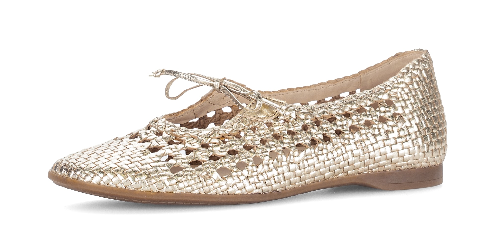 Gabor Ballerina, Sommerschuh in modischer Flecht- und Metallicoptik