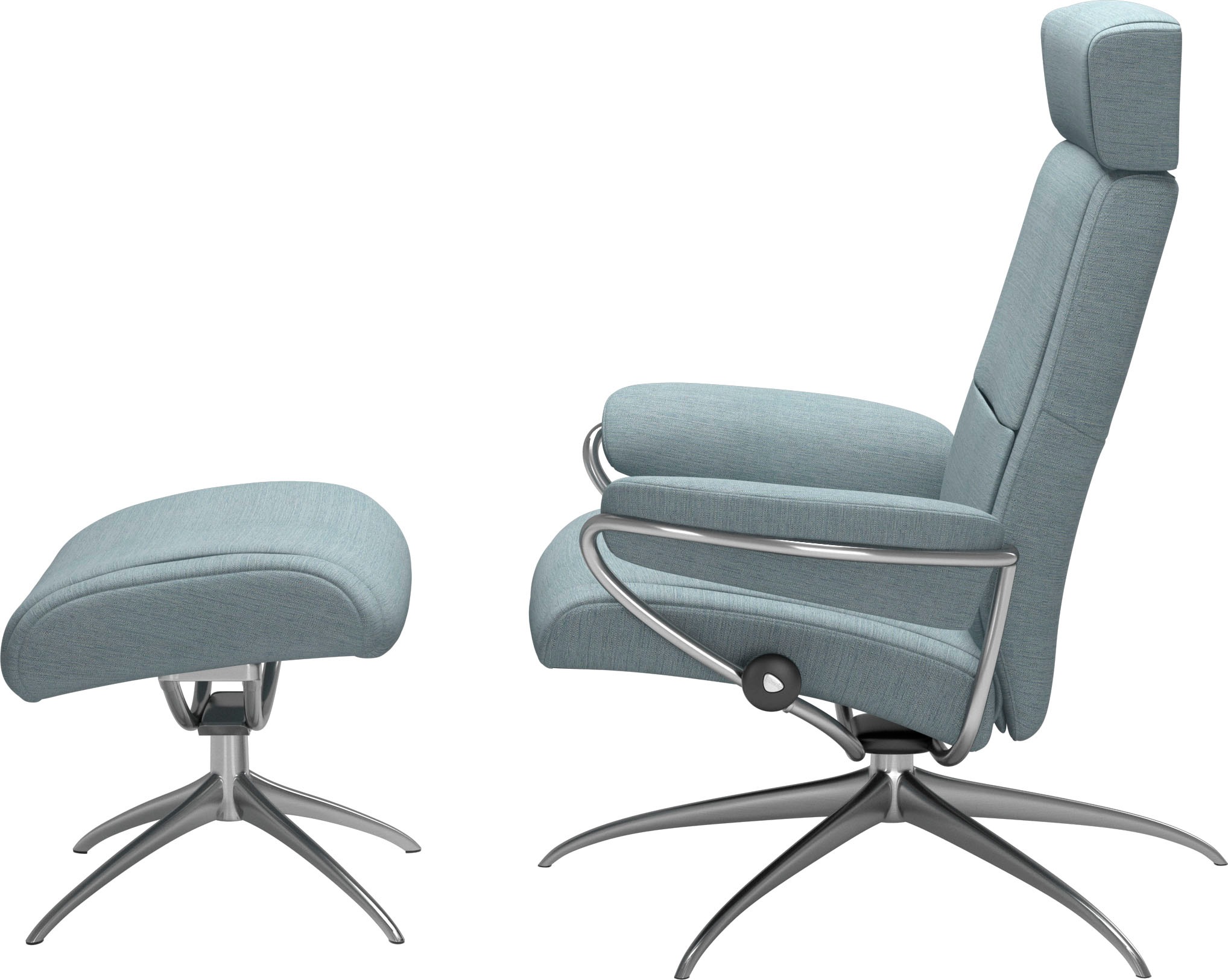 Stressless® Relaxsessel »Paris«, (Set, Relaxsessel mit Hocker), mit Hocker, Low Back mit Kopfstütze, mit Star Base, Gestell Chrom