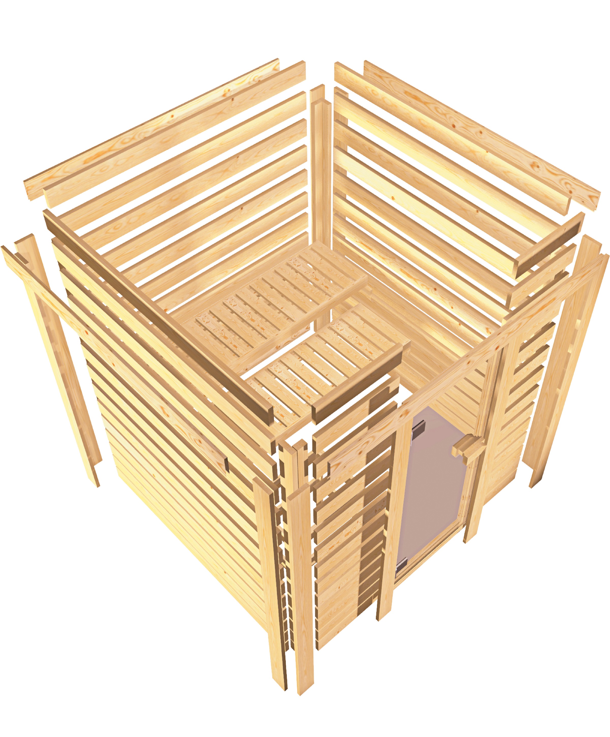 Karibu Sauna »Soraja« Set,  Ofen 9 kW Bio externe Strg easy