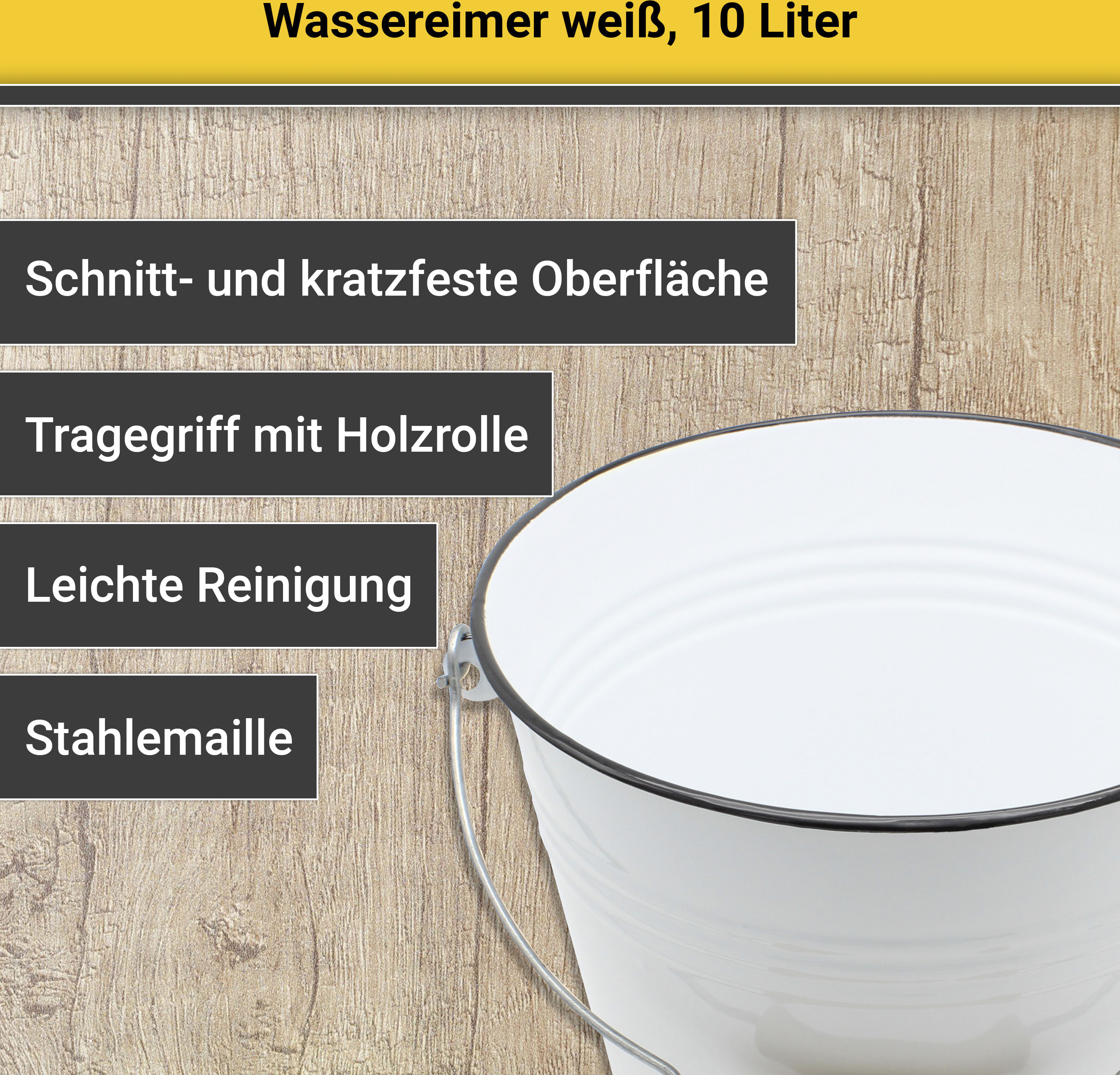 Thumbnail - Krüger Putzeimer "Triest" Emaille, 10 Liter