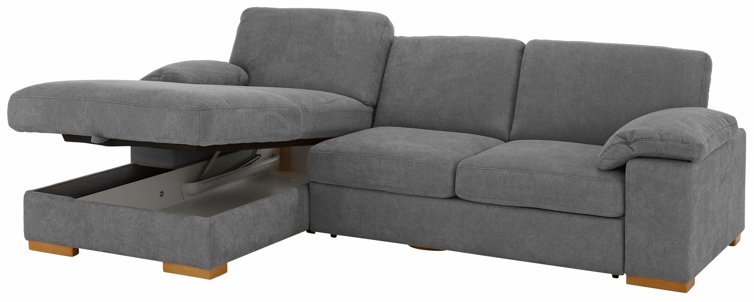 Ecksofa HOME AFFAIRE "Ventura L-Form", grau, B:277cm H:86cm T:172cm, Luxus-Microfaser in Lederoptik (100% Polyester);Struktur (100% Polyester);Luxus-Microfaser (90% Polyester, 10% Polyamid), Sofas, Ecksofa, wahlweise mit Bettfunktion und Bettfunktion/Bett 8