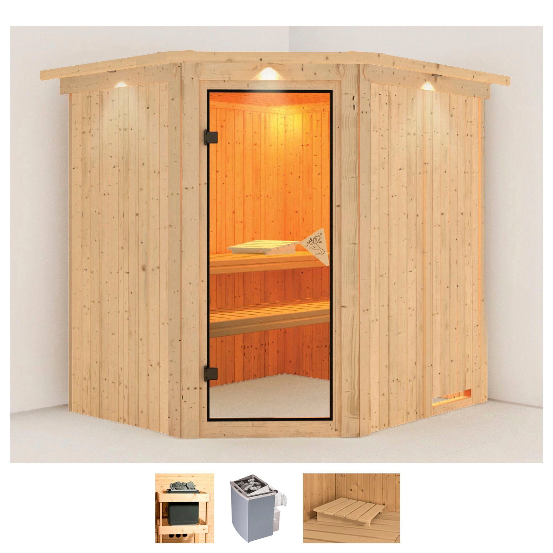 KARIBU Sauna "Siirin", Saunaofen, integrierte Steuerung, 9 kW, beige, Saunen, Ofen 9 kW integr. Strg