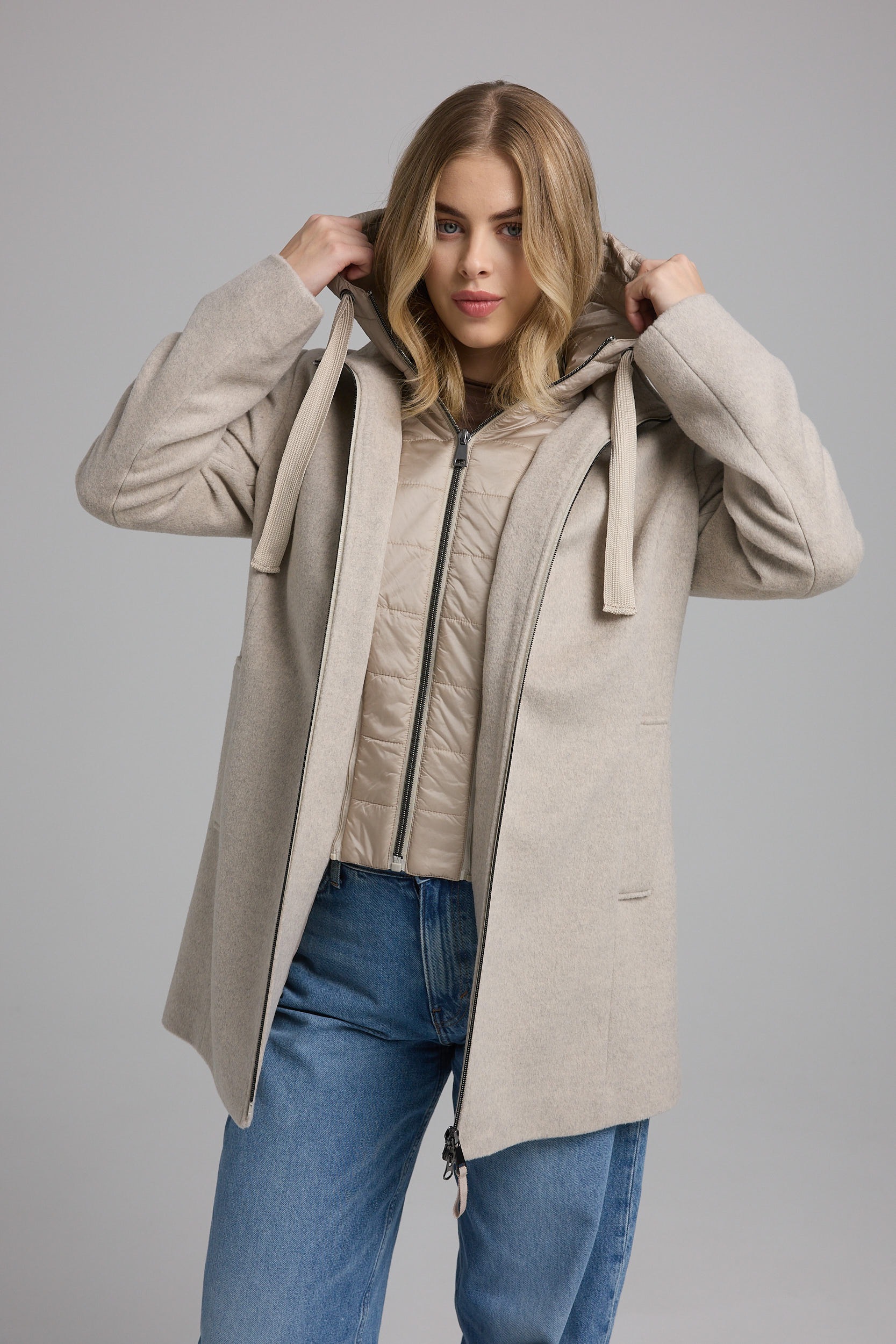 Thumbnail - MANISA Wolljacke mit Kapuze mit herausnehmbarer Kapuze