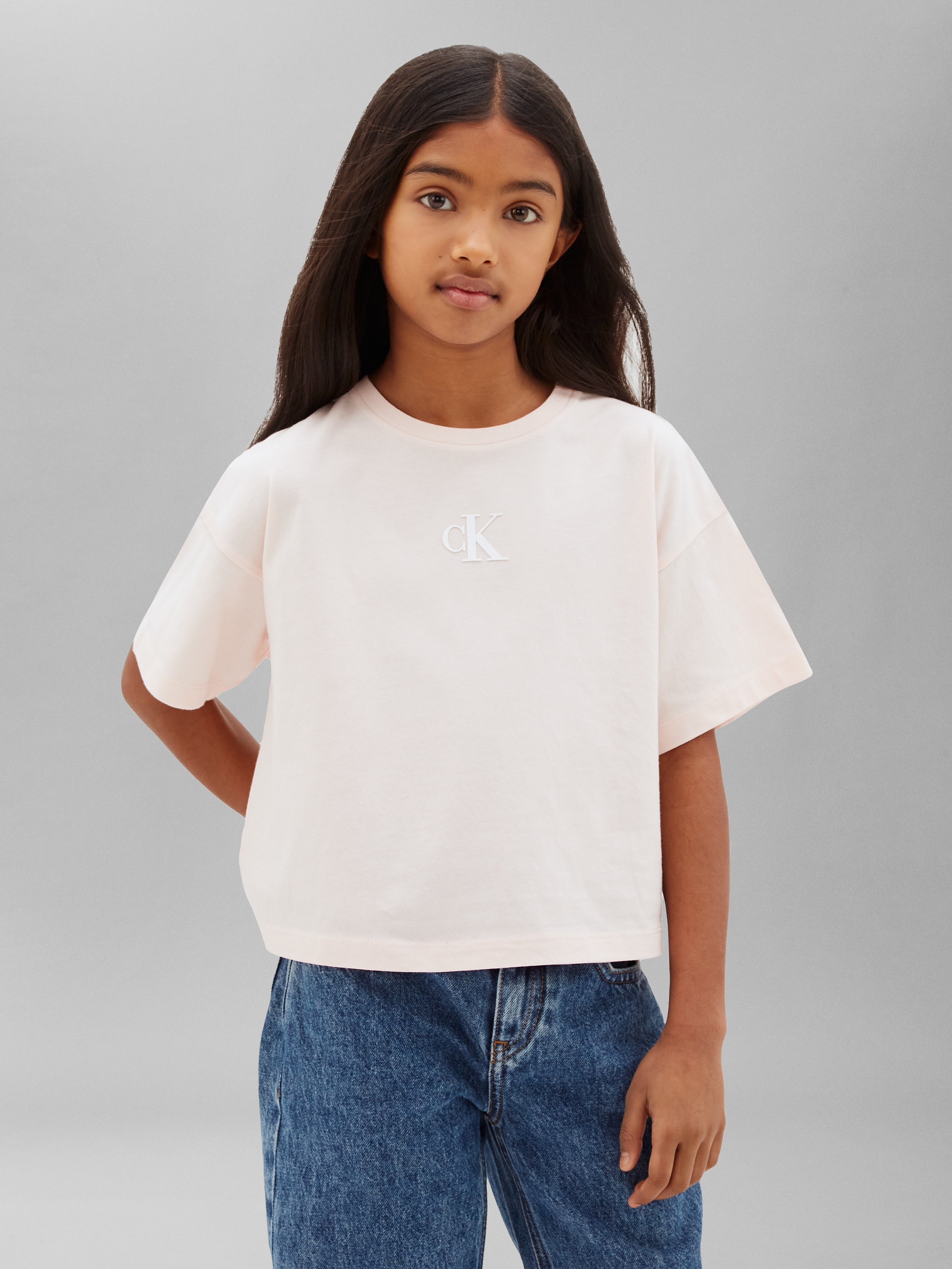 Calvin Klein Jeans T-Shirt Rundhalsausschnitt, bequeme Passform, reine Baumwolle