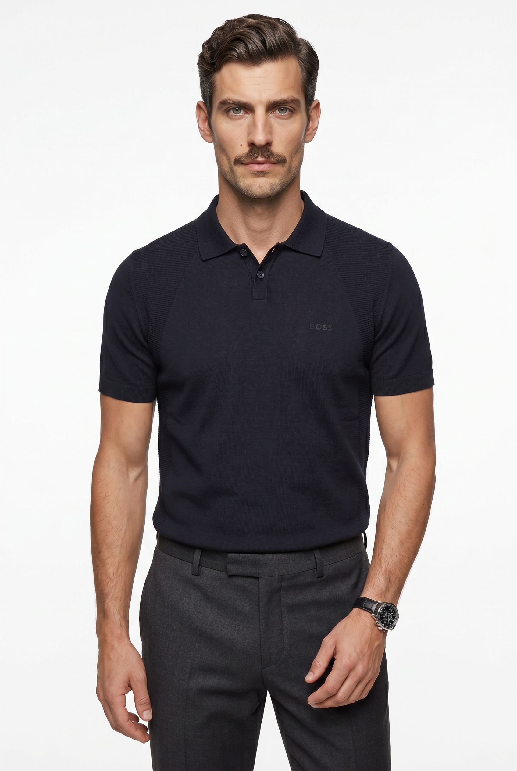 BOSS GREEN Kurzarmpullover "Momentum Lite PS" Polokragen, Baumwoll-Mix, Regular Fit