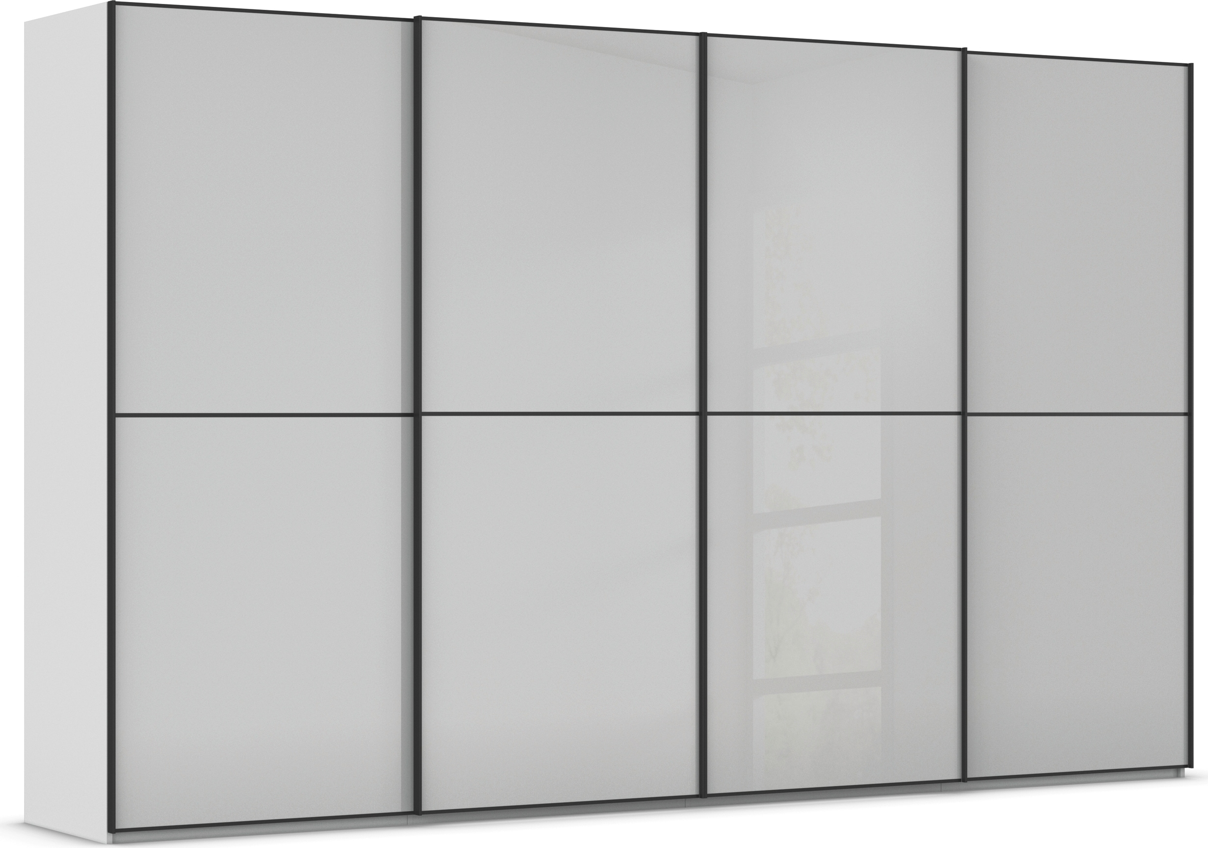 rauch Schwebetürenschrank "Kleiderschrank Schrank Garderobe Schlafzimmerschrank SCALE-DUO" edle zweigeteilte Türen Glas-Front mit 3 Zierleisten MADE IN GERMANY