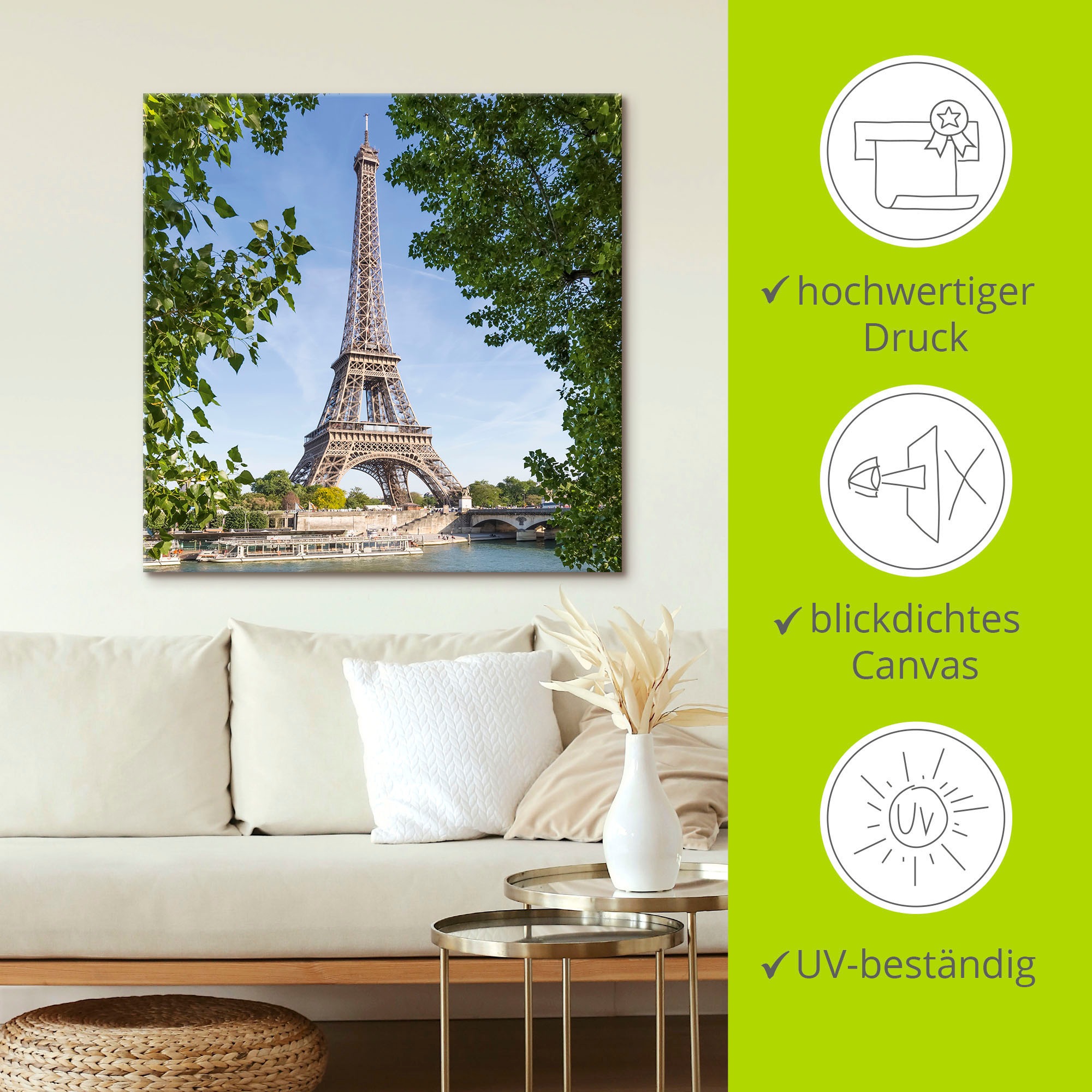 Paris, | & Seine«, als Wandbild Alubild, Eiffelturm in Größen BAUR versch. Poster (1 Leinwandbild, Artland oder St.), Friday »Paris Wandaufkleber Black