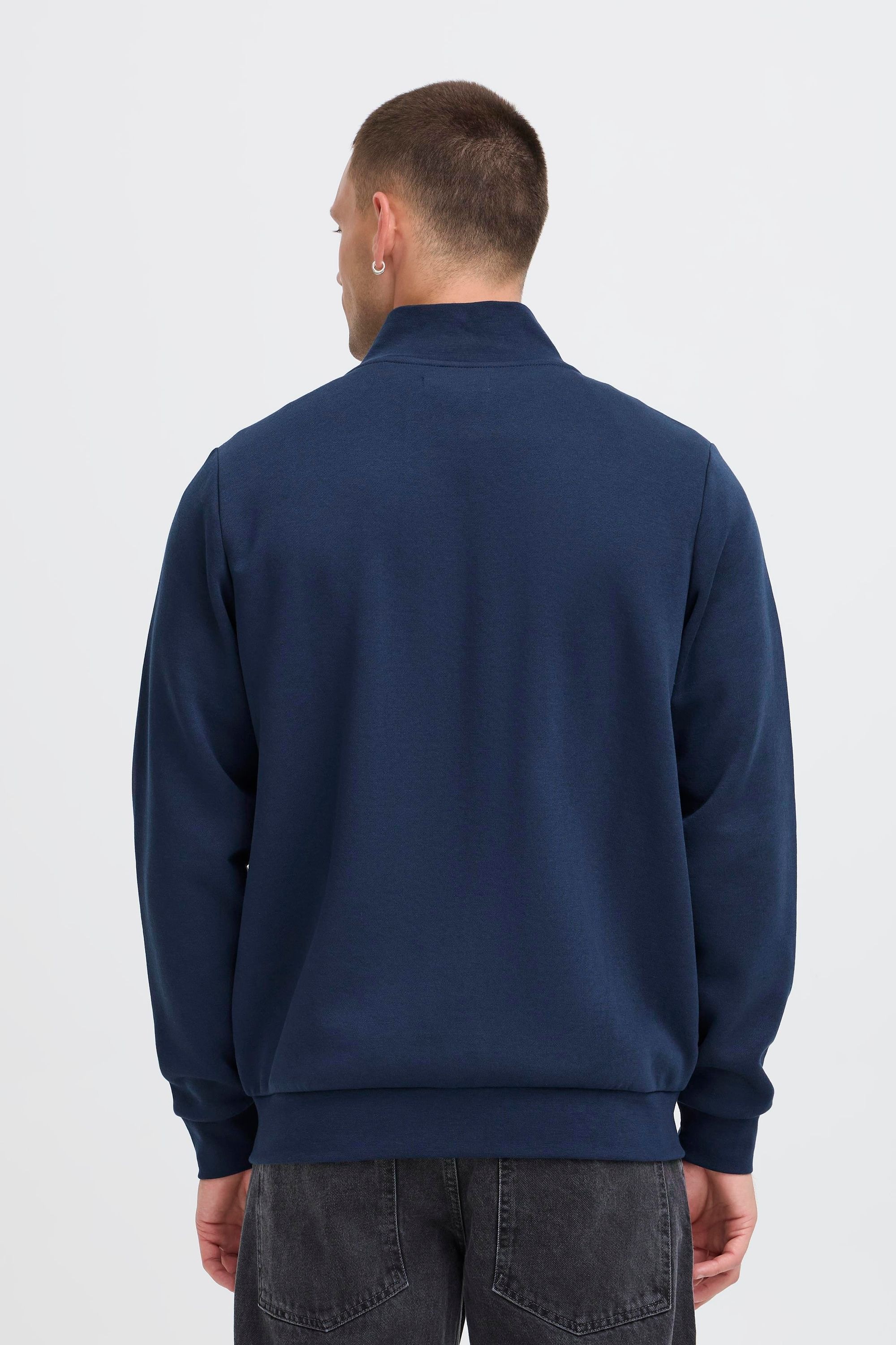 Sweatjacke BLEND "BHTomi", Herren, Gr. XXL, blau (marineblaus), Sweatware, 80% Polyester, 20% Baumwolle, unifarben, normal normal, hoch geschlossener Ausschnitt, Rippbündchen, Sweatjacken Sweatjacke, Basic Sweatjacke mit Taschen 6