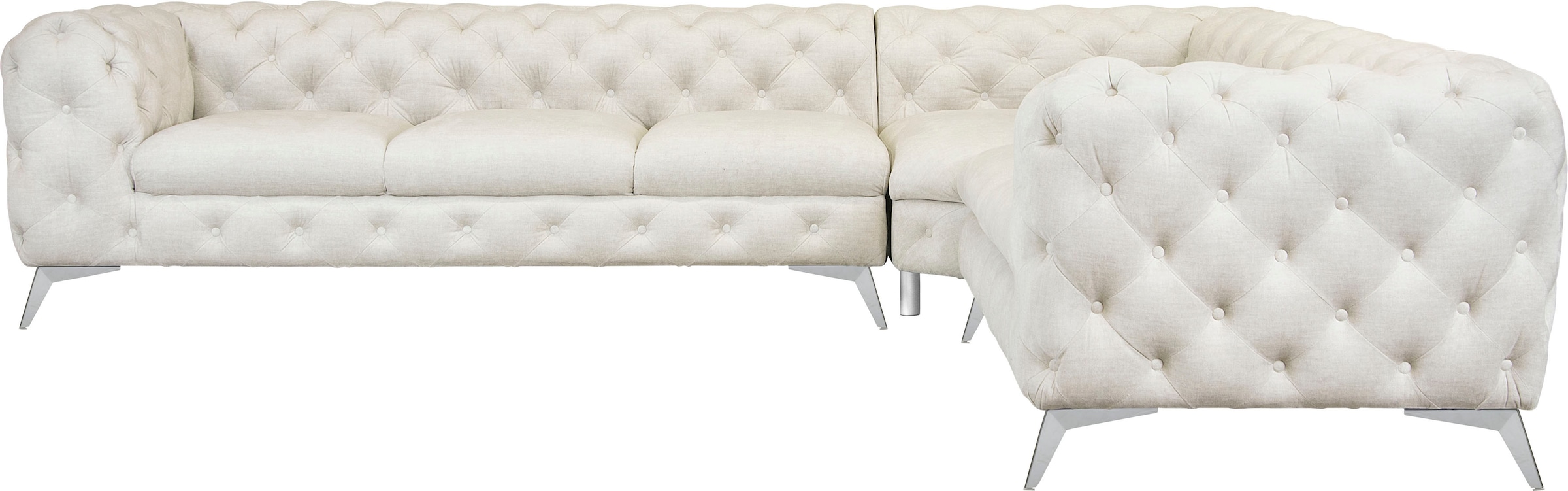 Leonique Chesterfield-Sofa "Ecksofa GLYNIS L-Form mit Wellenunterfederung, günstig online kaufen